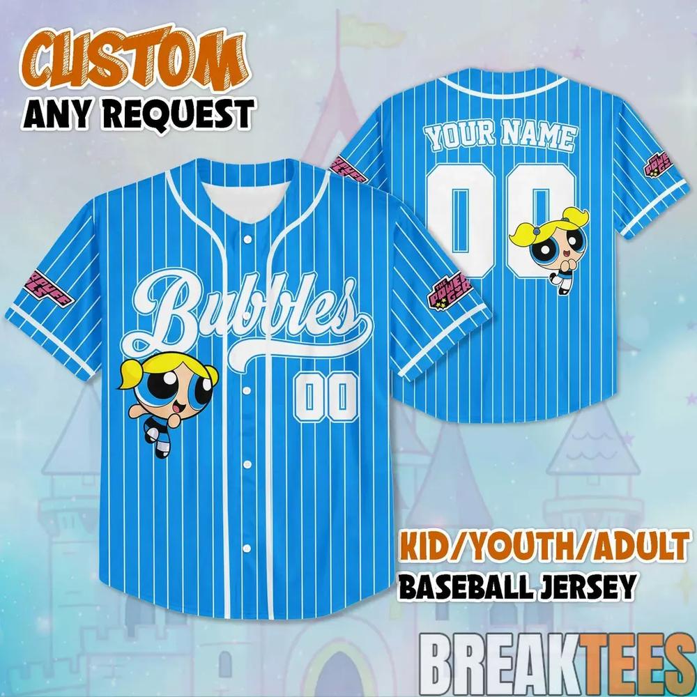 Bubbles The Powerpuff Girls Baseball Jersey V2 baseball jersey product view 1