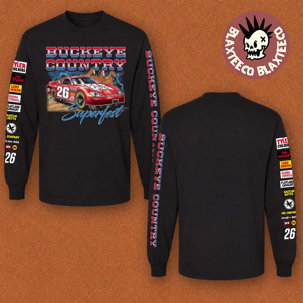 Buckeye Country Superfest 2026 Exclusive Merchandise In Columbus Ohio At Ohio Stadium On June 13 2026 Racing Car Long Sleeve - T-Shirt, Sweatshirt, Hoodie