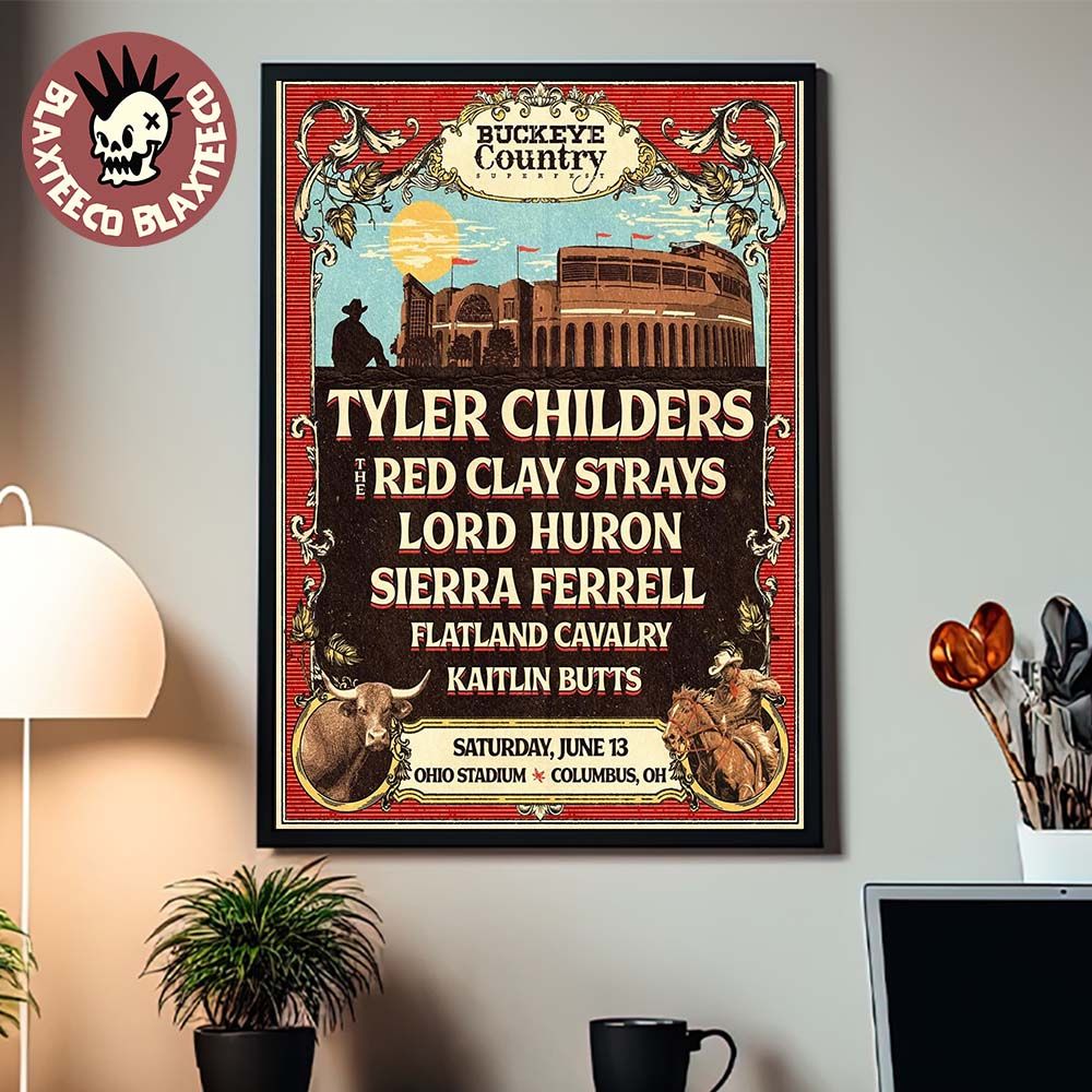 Buckeye Country Superfest 2026 Full Lineup In Columbus Ohio At Ohio Stadium On June 13 2026 Poster Canvas - T-Shirt, Sweatshirt, Hoodie