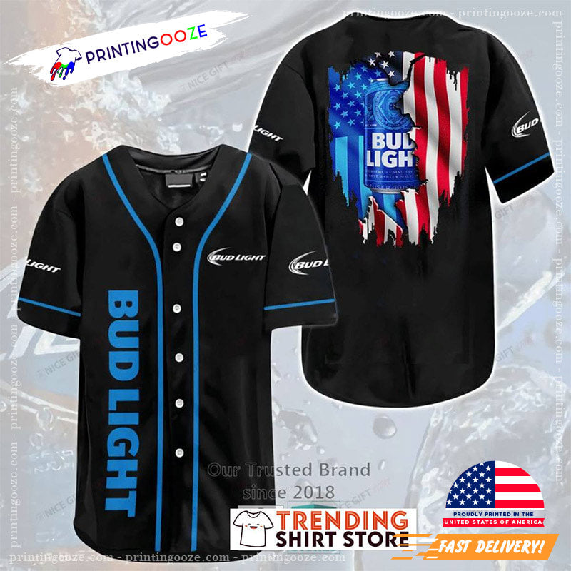 Bud Light America Flag Baseball Jersey baseball jersey product view 1