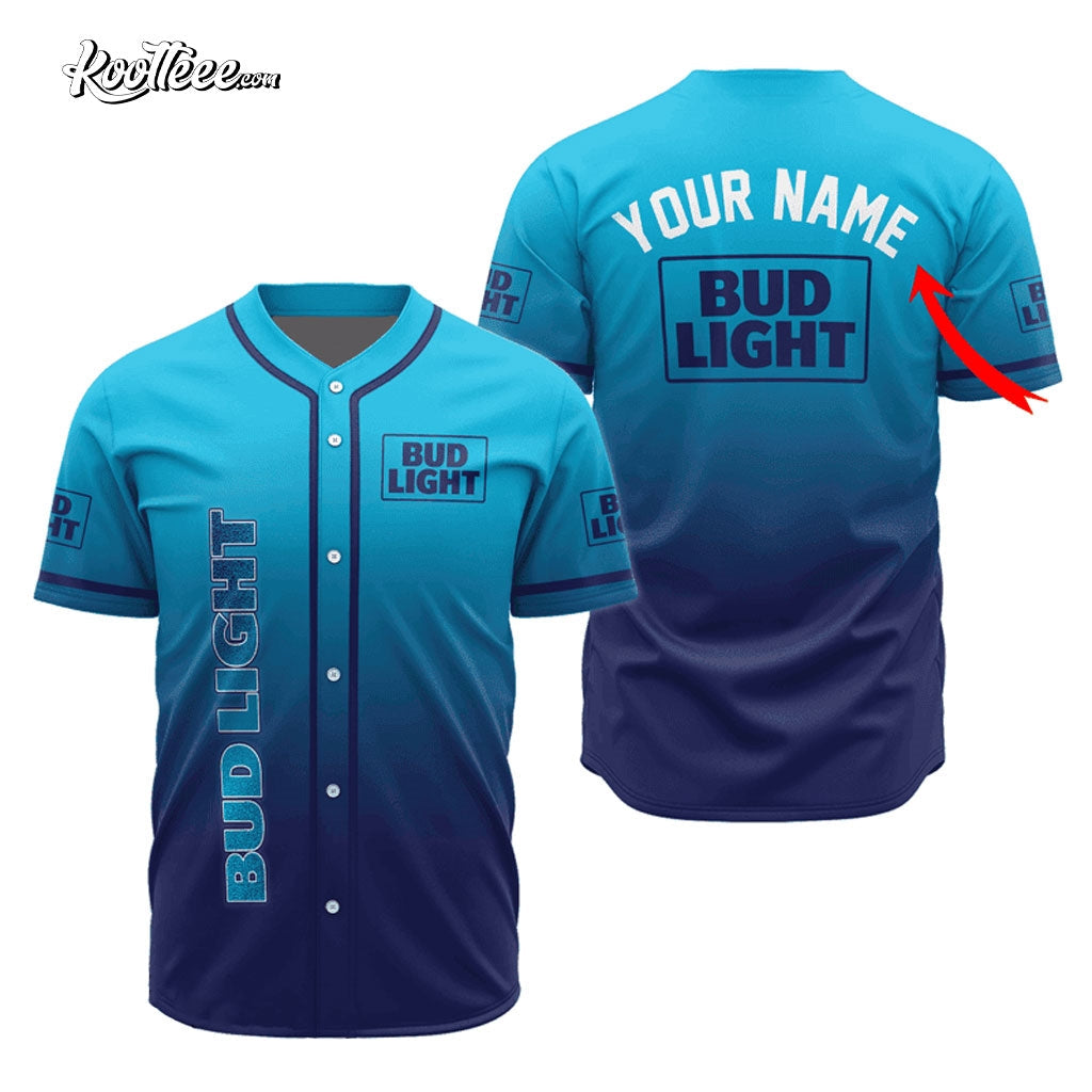 Bud Light Gradient Personalized Baseball Jersey baseball jersey product view 1