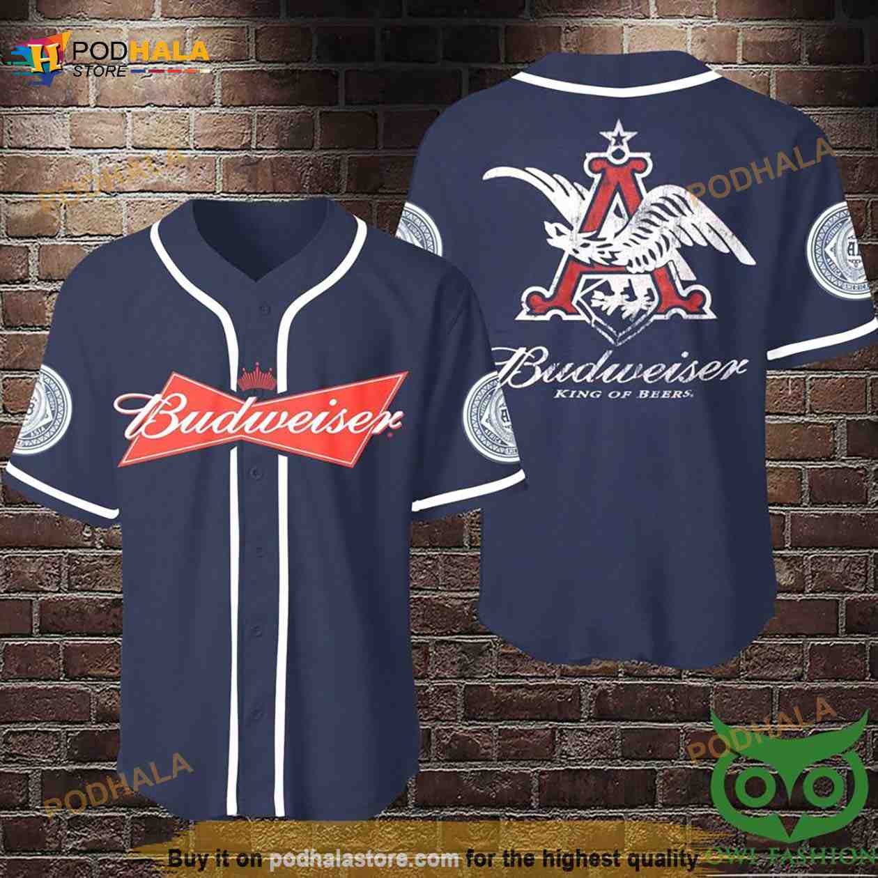 Budweiser Beers 3D Baseball Jersey Shirt baseball jersey product view 1