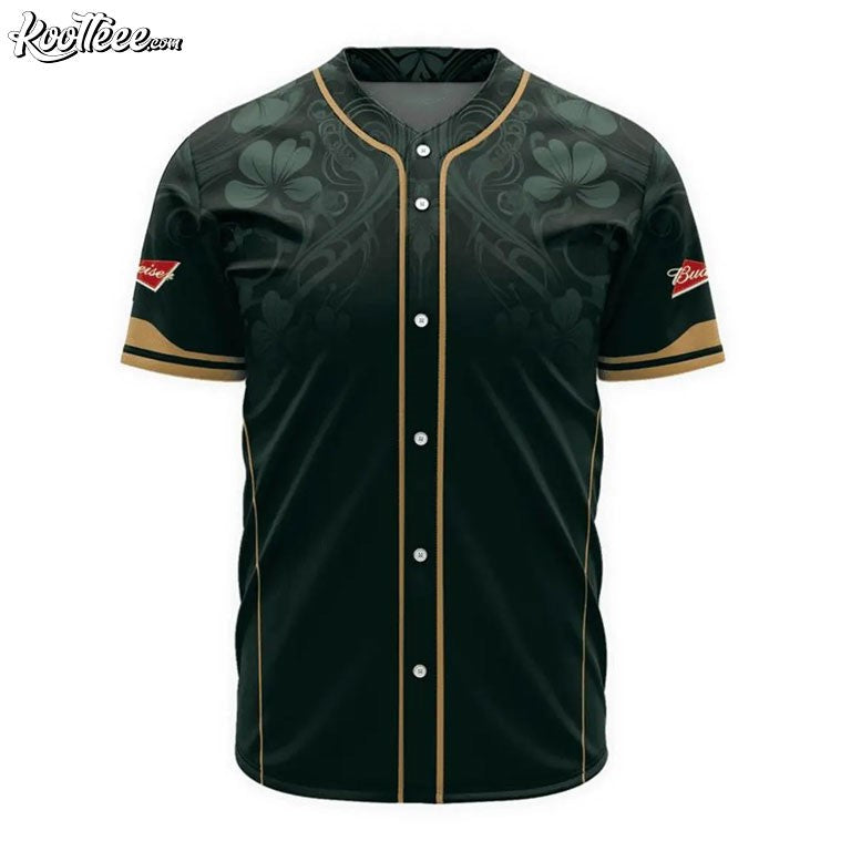 Budweiser US Flag Saint Patrick’s Day Baseball Jersey baseball jersey product view 2