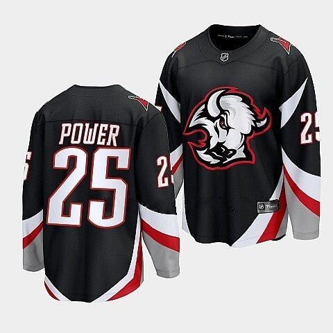 Buffalo Sabres #25 Owen Power black goathead alternate premier jersey Hockey Jersey hockey jersey product view 1