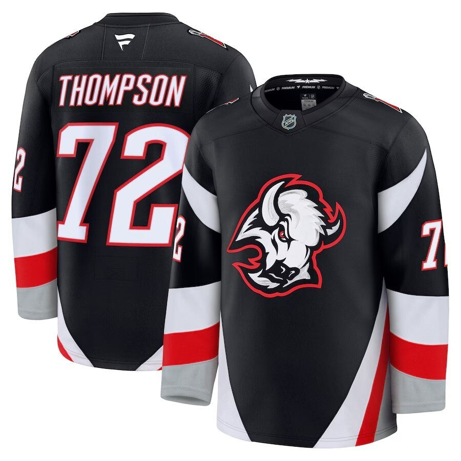 Buffalo Sabres #72 Tage Thompson Alternate Premium Jersey - Black Hockey Jersey hockey jersey product view 1