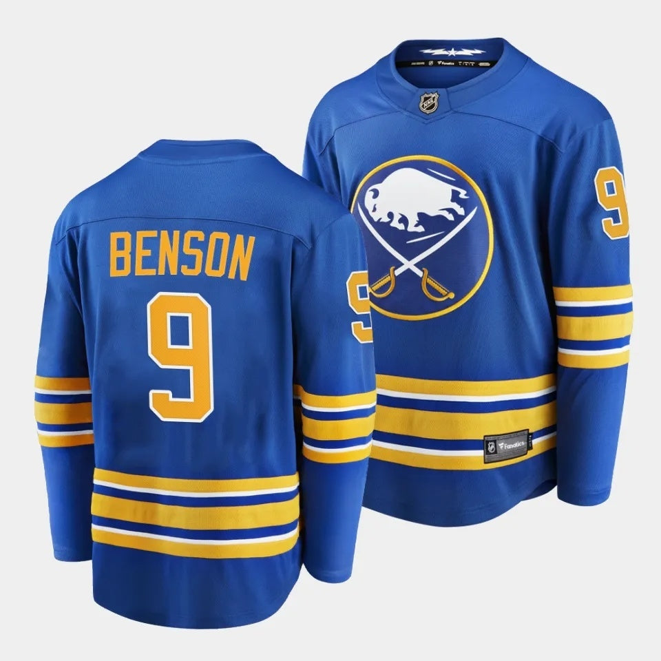 Buffalo Sabres #9 Zachary Benson Home Blue Jersey 2023 NHL Draft Hockey Jersey hockey jersey product view 1