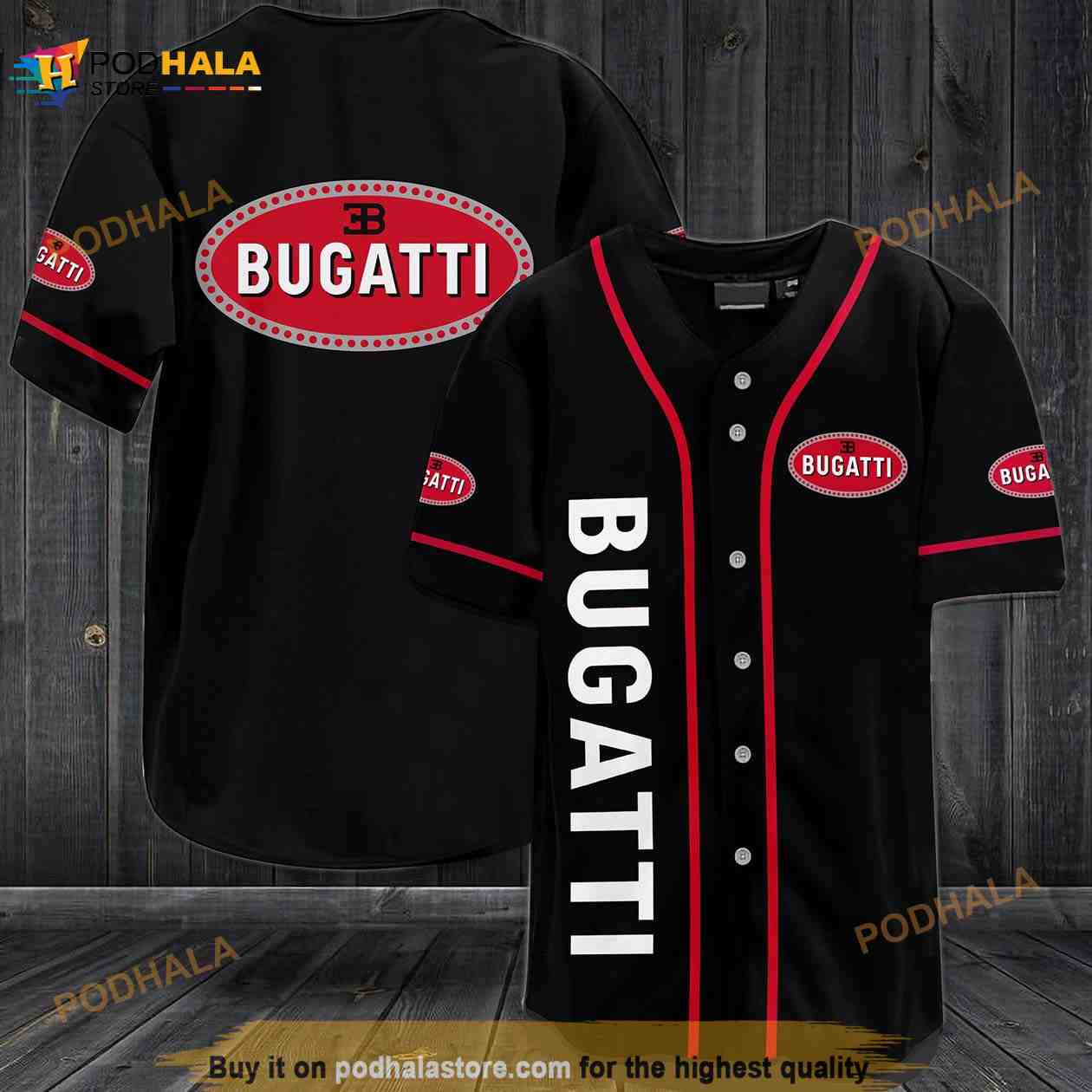 Bugatti Logo 3D Baseball Jersey baseball jersey product view 1