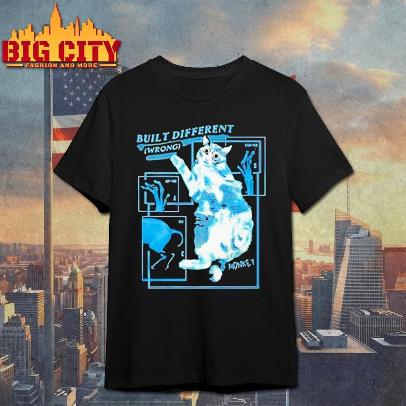 Built Different wrong Monkey Cat Collaboration shirt Unisex T-shirt, Sweatshirt, Hoodie, Long Sleeve Tee - T-Shirt, Sweatshirt, Hoodie