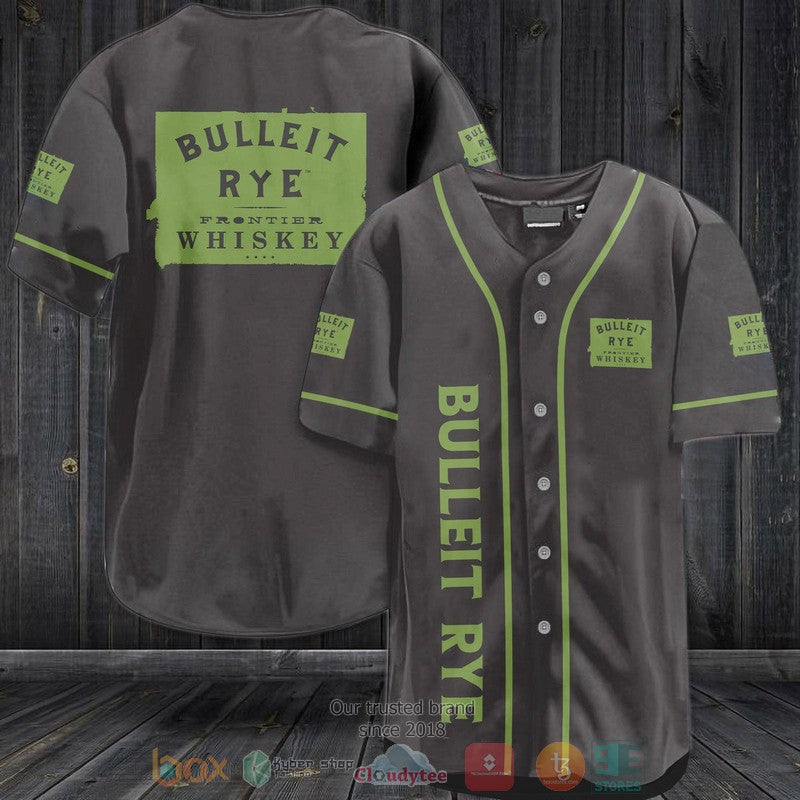 Bulleit Rye Whiskey grey green Baseball shirt baseball jersey product view 1