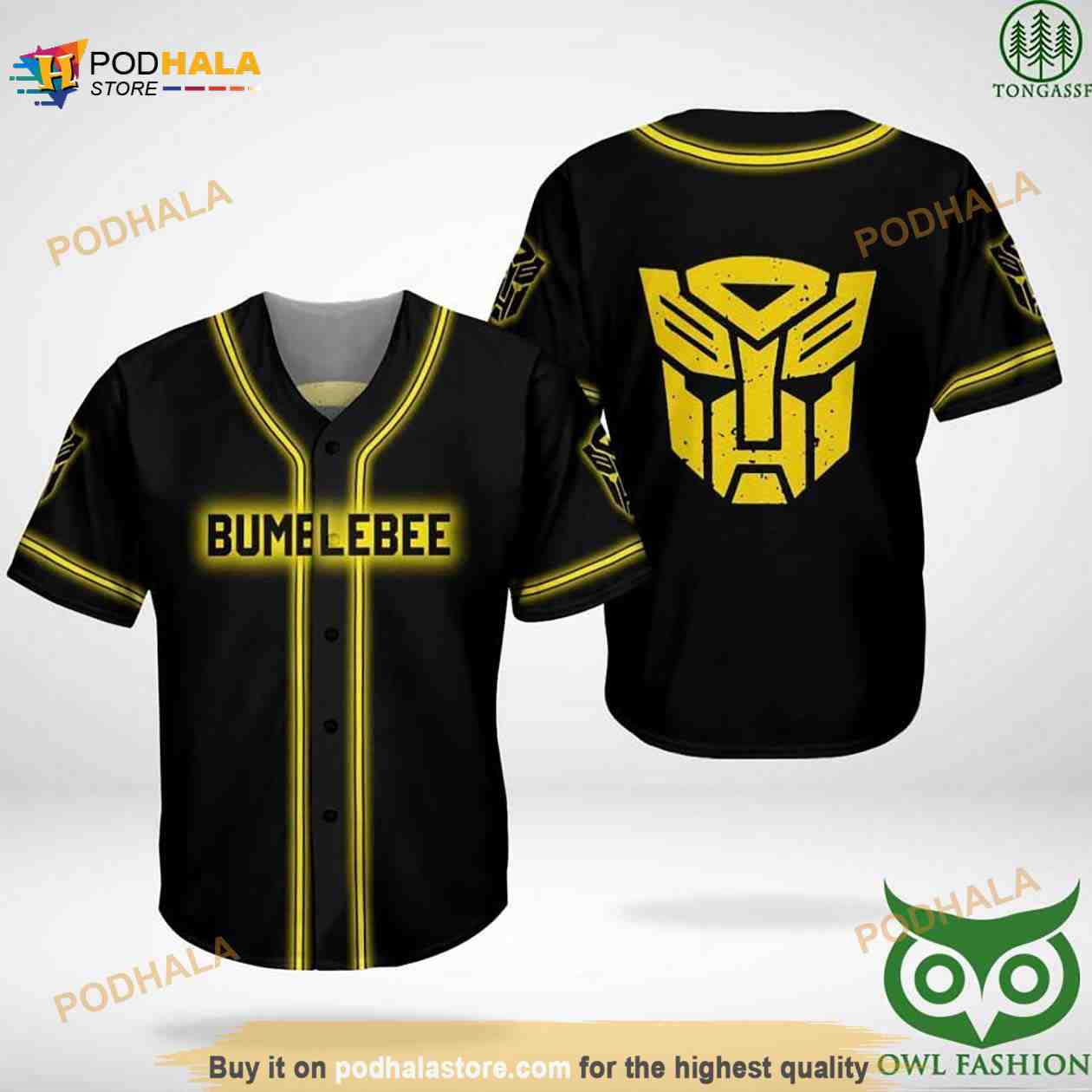 Bumblebee Transformer 3D Baseball Jersey Shirt baseball jersey product view 1