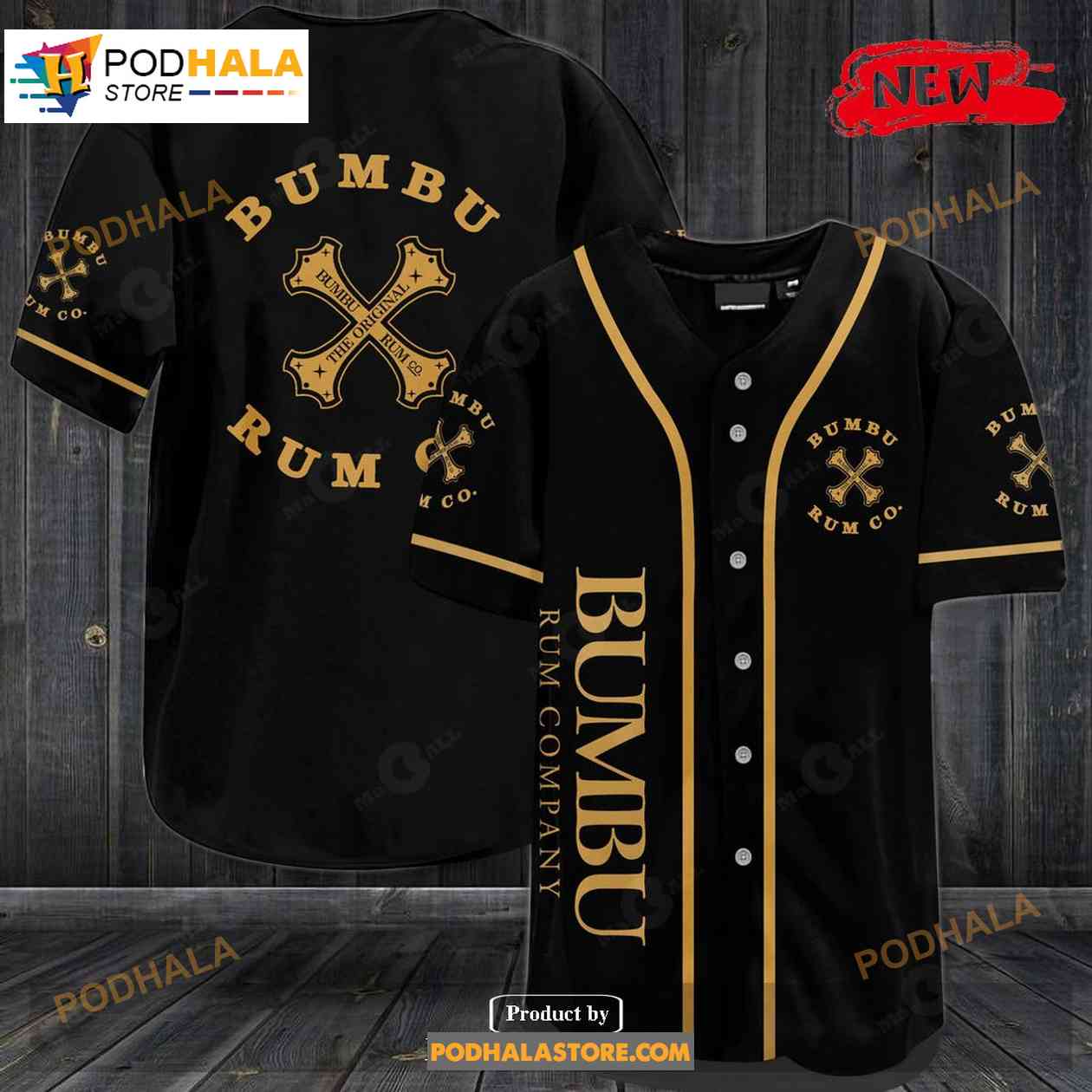 Bumbu Rum Co. All Over Print Black Unisex Baseball Jersey baseball jersey product view 1