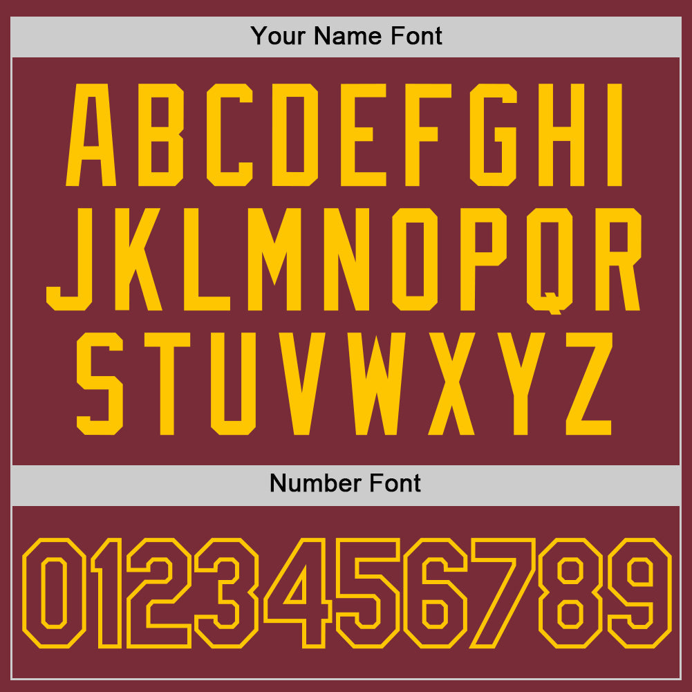 Custom Burgundy Yellow Authentic Baseball Jersey baseball jersey product view 5