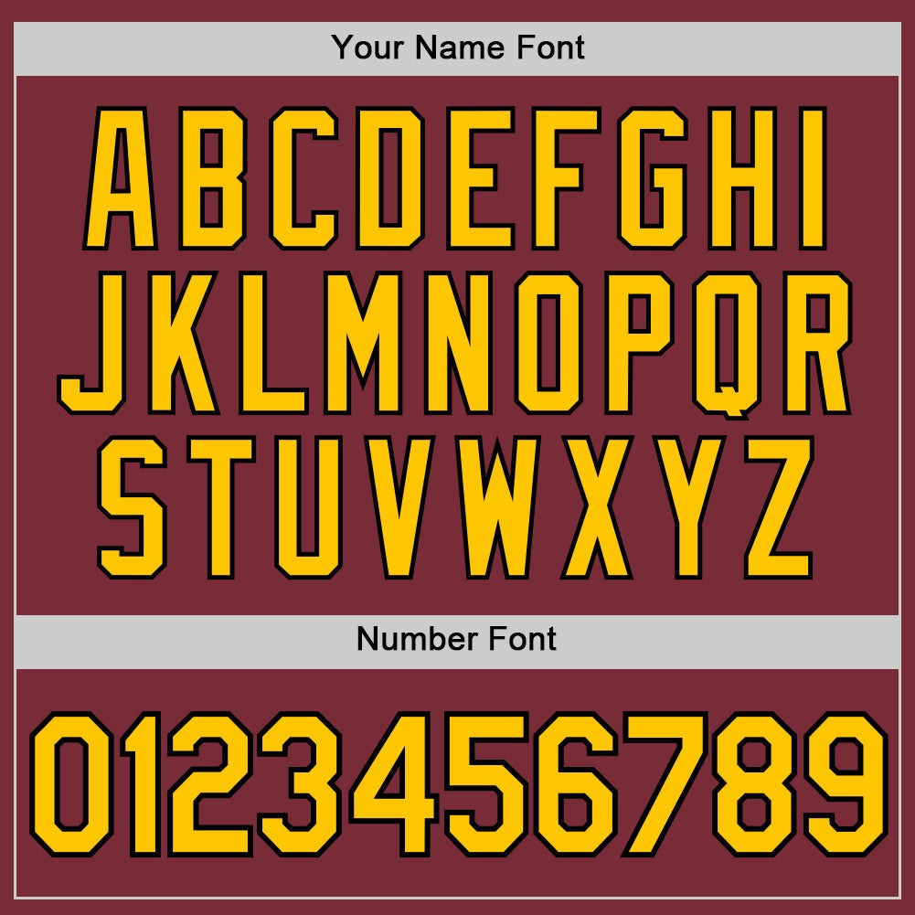 Custom Burgundy Yellow-Black Authentic Baseball Jersey baseball jersey product view 5