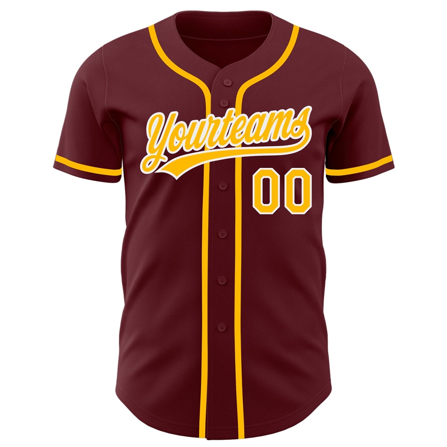 Custom Burgundy Gold-White Authentic Baseball Jersey baseball jersey product view 2
