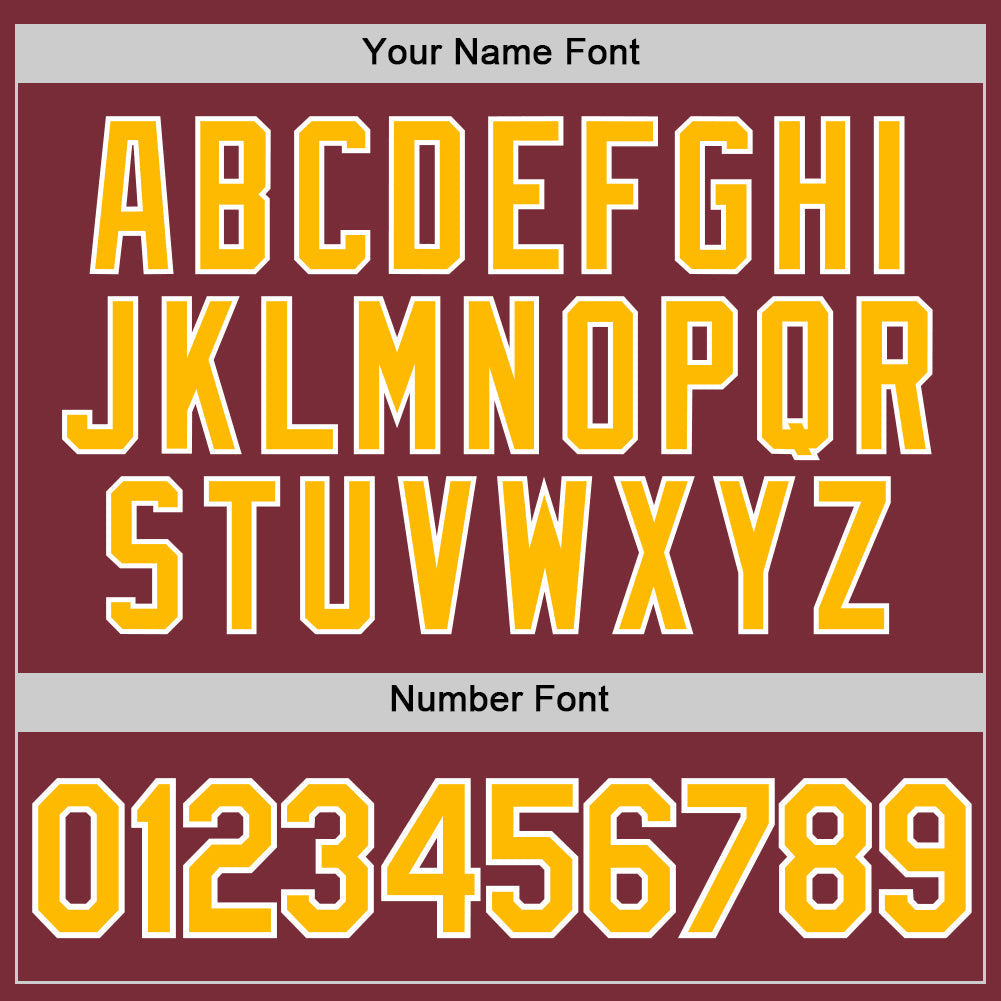 Custom Burgundy Gold-White Authentic Baseball Jersey baseball jersey product view 5