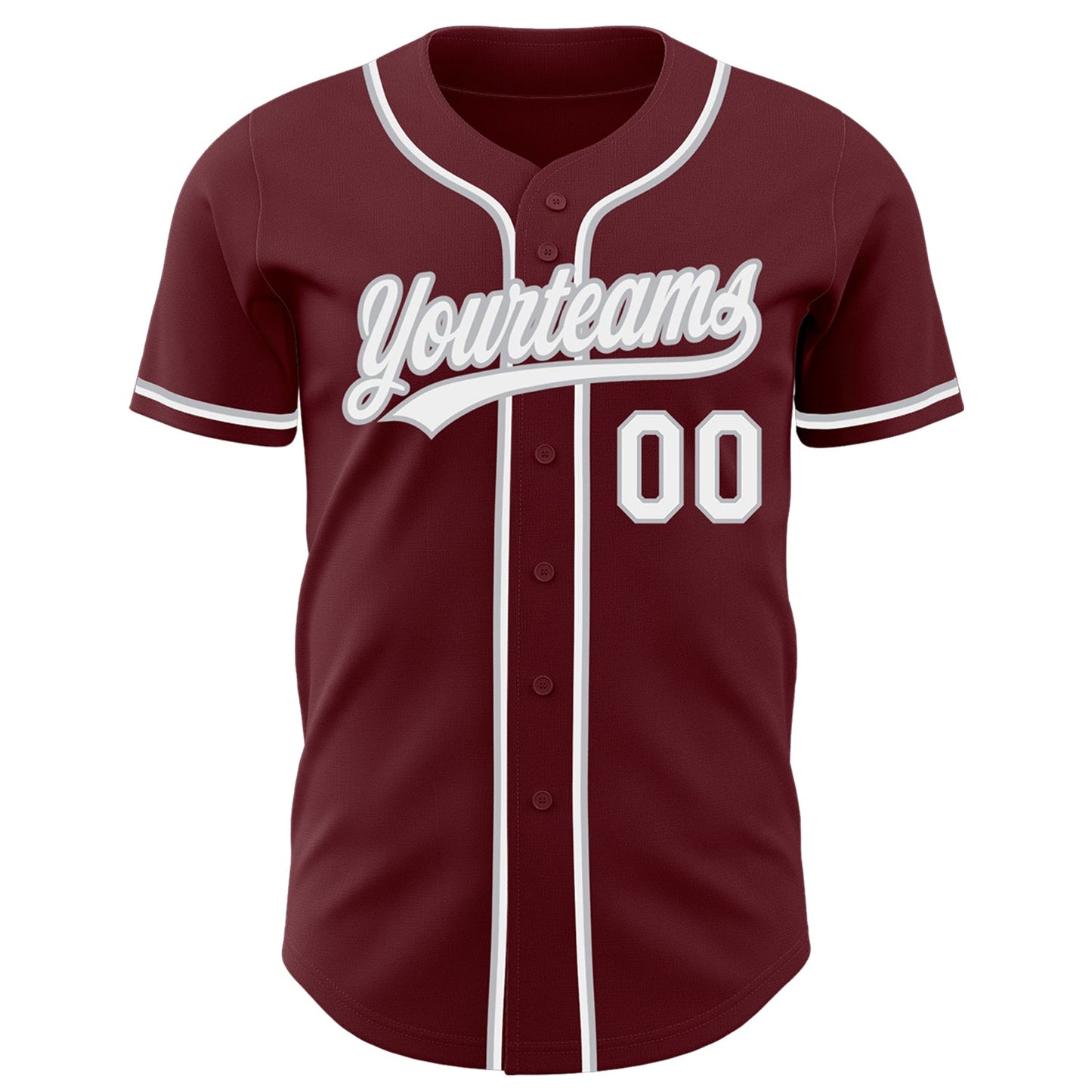 Custom Burgundy White-Gray Authentic Baseball Jersey baseball jersey product view 3