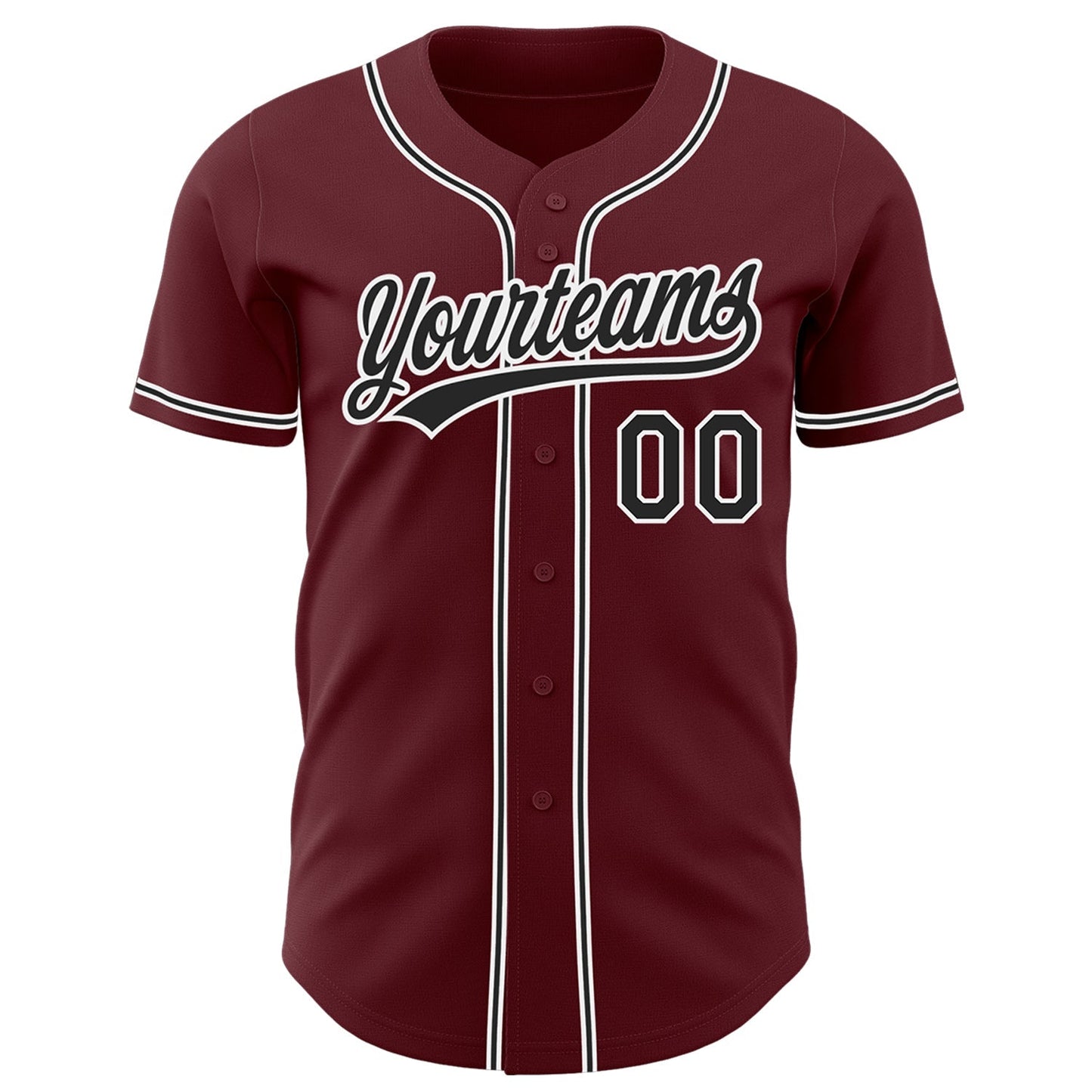Custom Burgundy Black-White Authentic Baseball Jersey baseball jersey product view 2