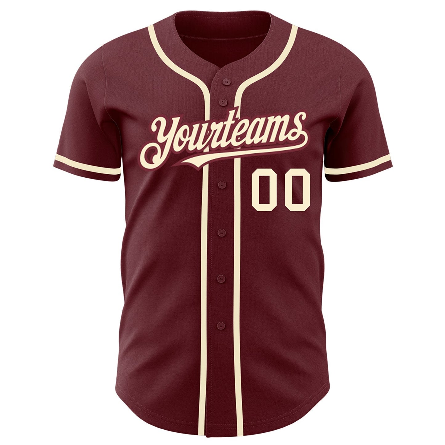 Custom Burgundy Cream Authentic Baseball Jersey baseball jersey product view 2