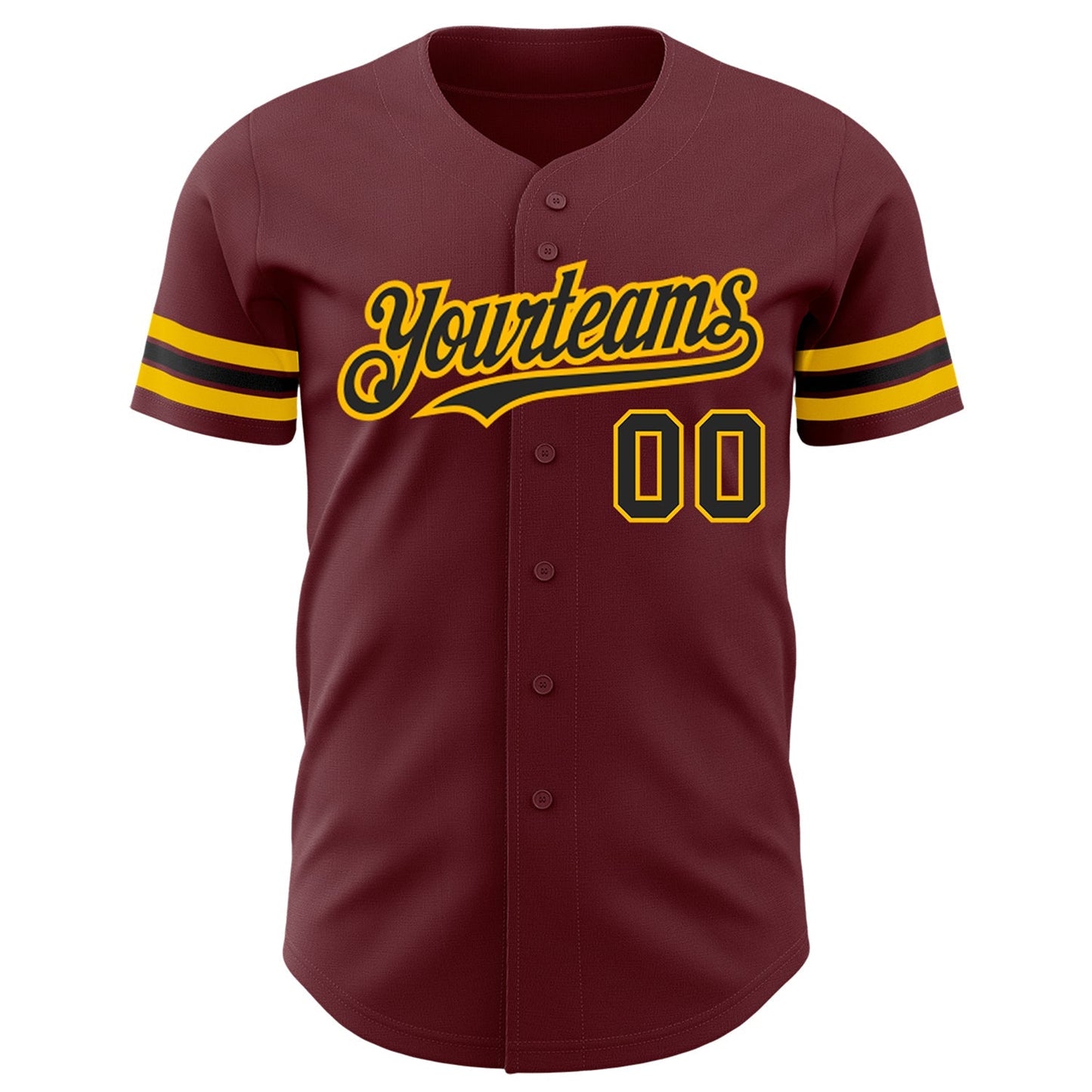 Custom Burgundy Black-Gold Authentic Baseball Jersey baseball jersey product view 2