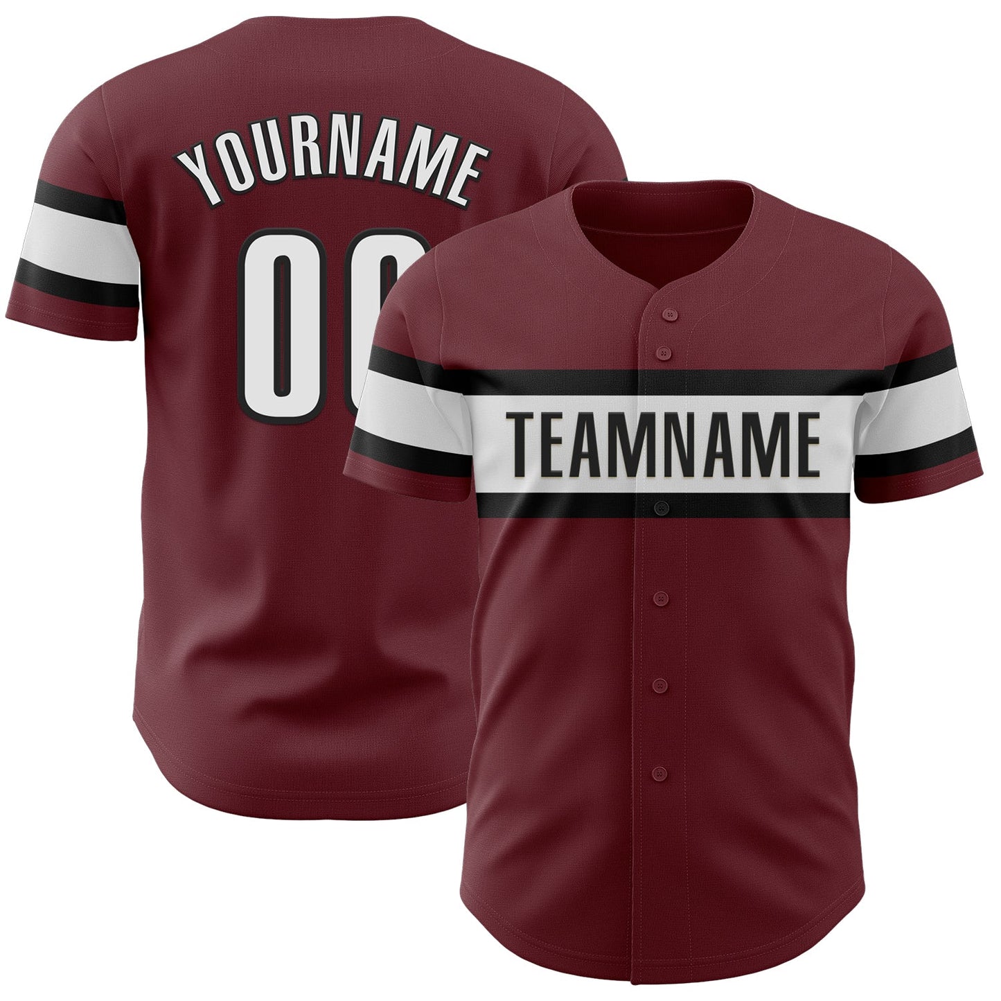 Custom Burgundy White-Black Authentic Baseball Jersey baseball jersey product view 1