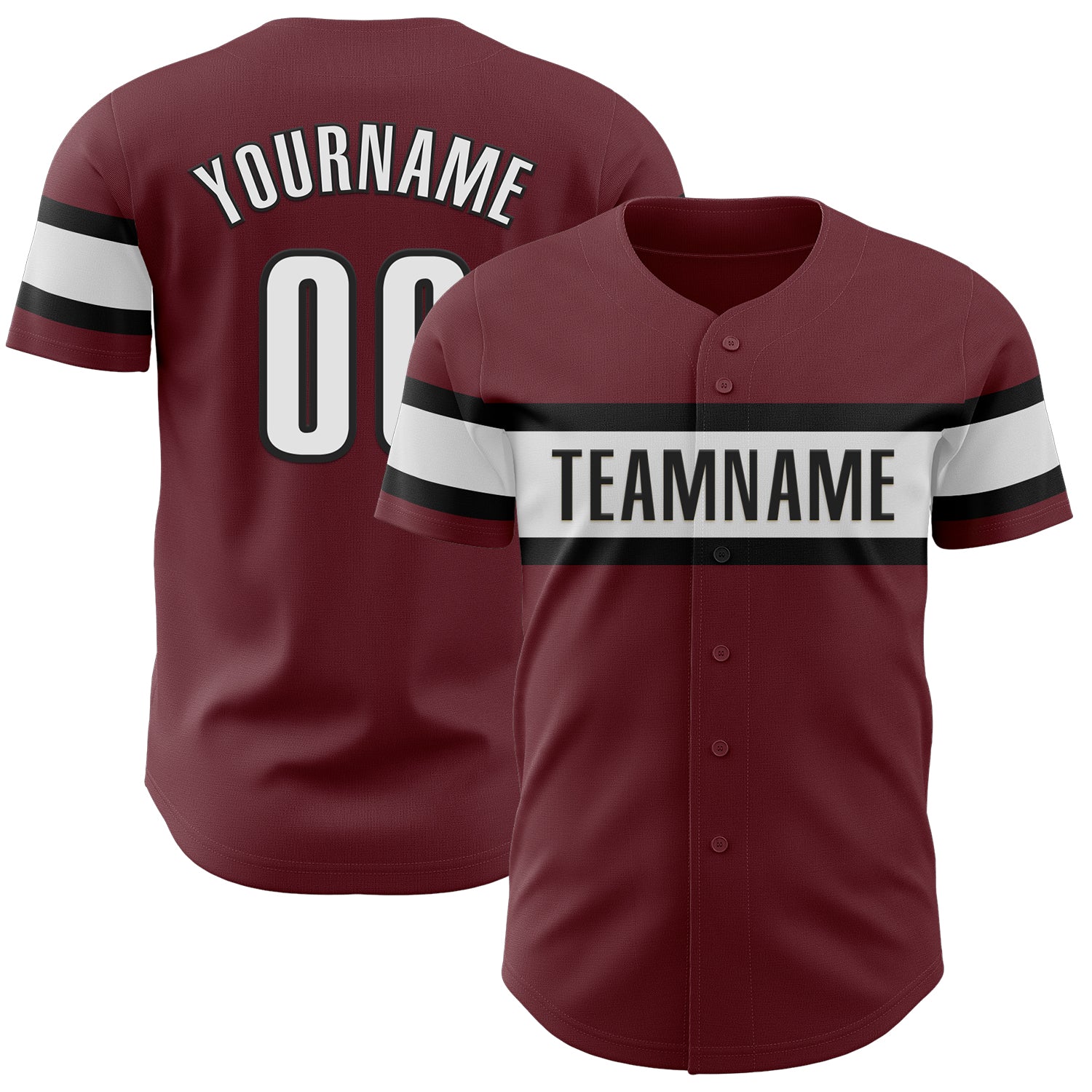 Custom Burgundy White-Black Authentic Baseball Jersey baseball jersey product view 1