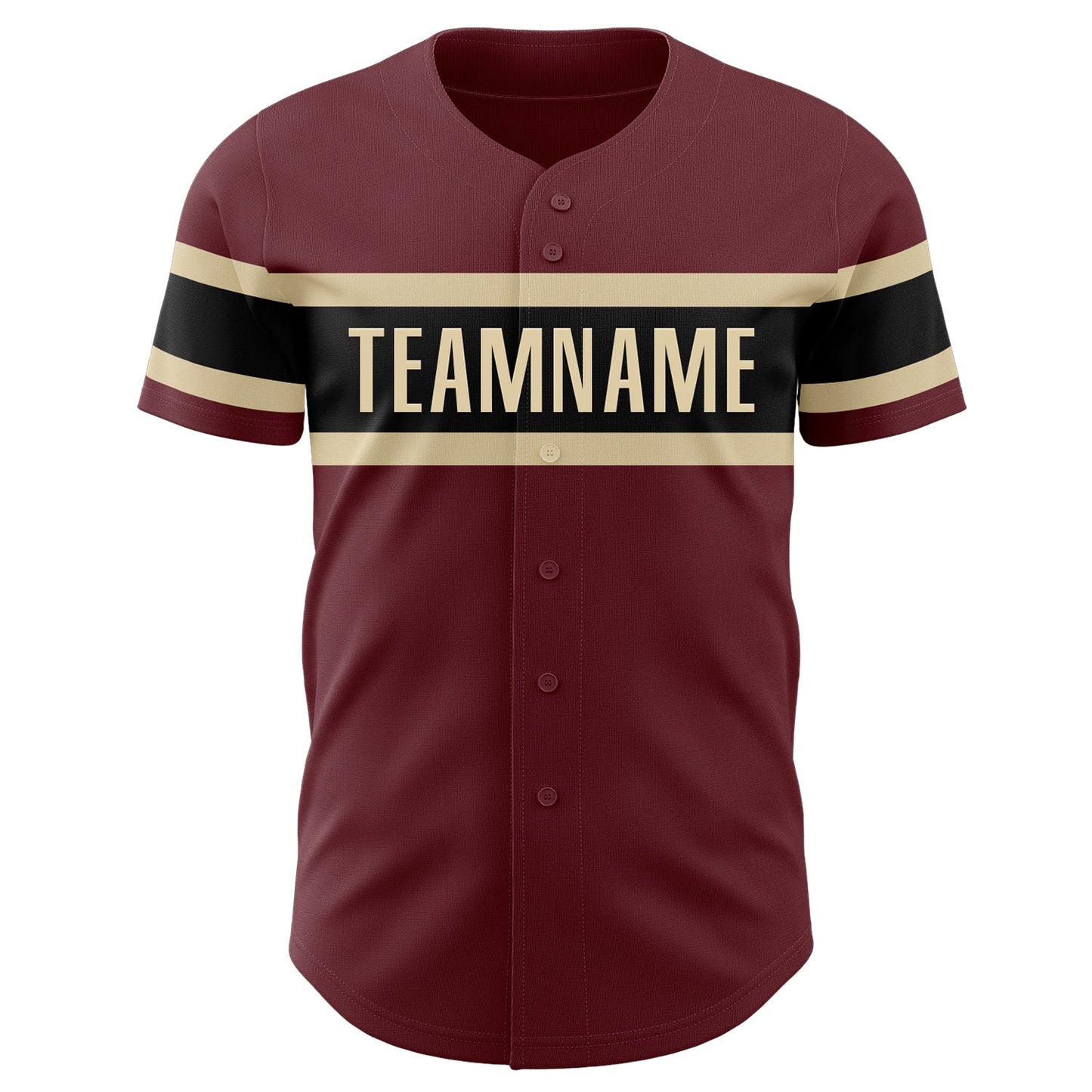 Custom Burgundy Black-City Cream Authentic Baseball Jersey baseball jersey product view 2