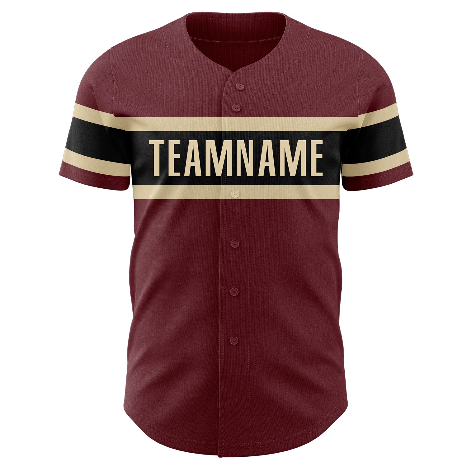 Custom Burgundy Black-City Cream Authentic Baseball Jersey baseball jersey product view 2