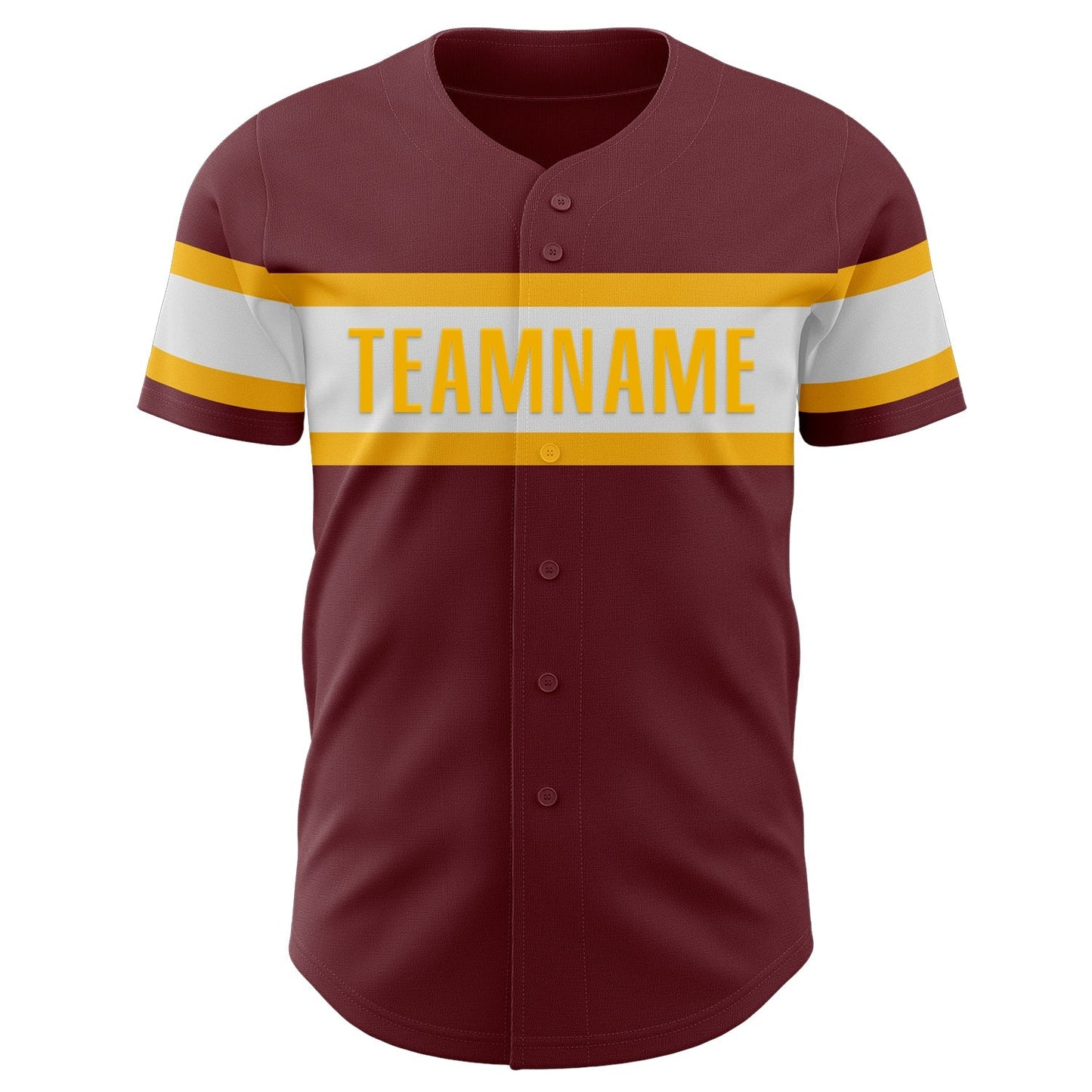 Custom Burgundy White-Gold Authentic Baseball Jersey baseball jersey product view 2