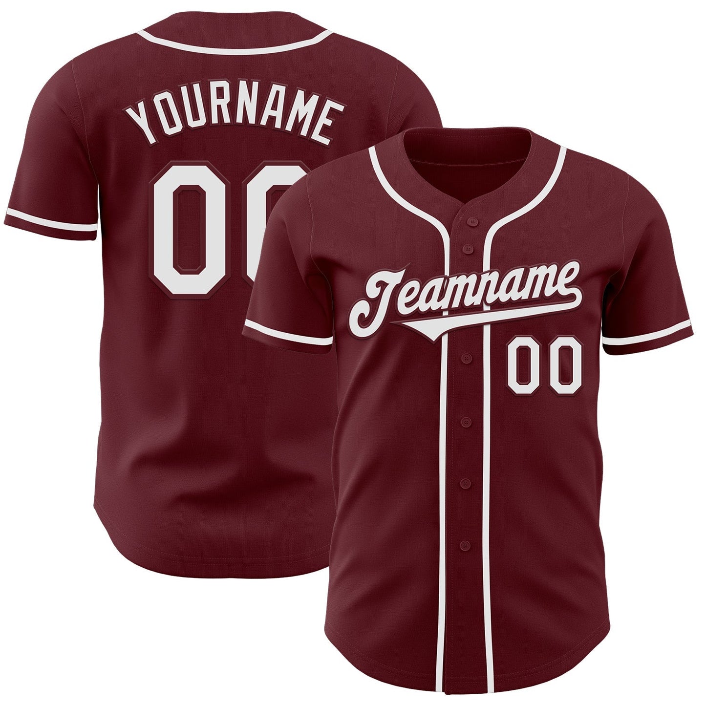 Custom Burgundy White Authentic Baseball Jersey baseball jersey product view 1