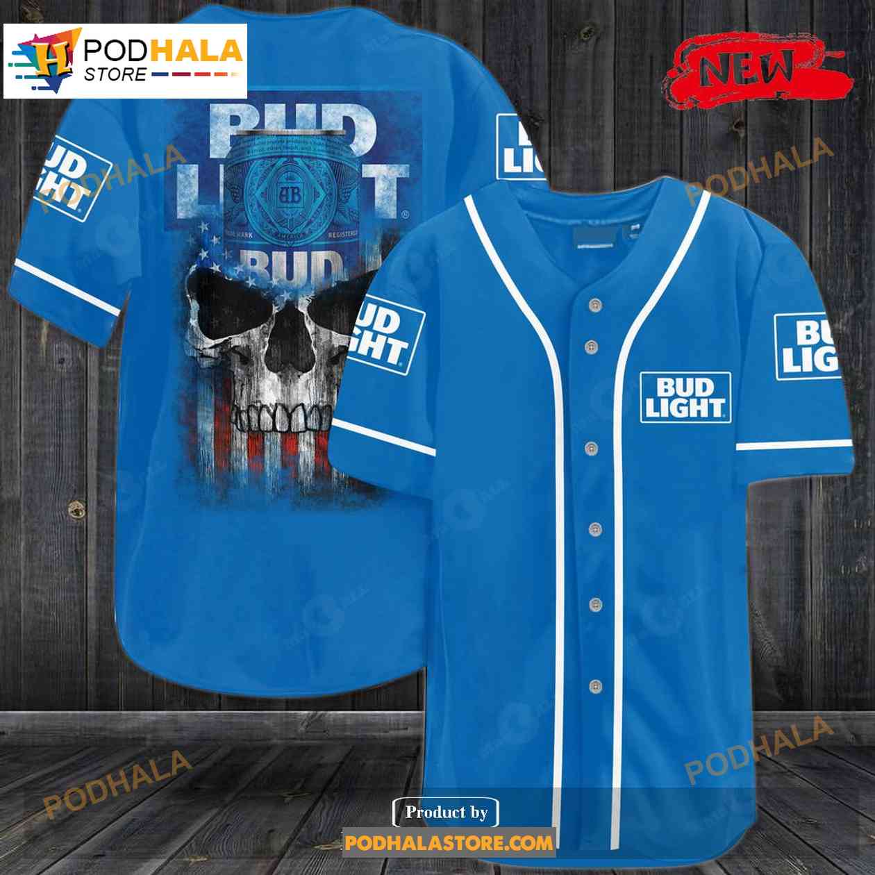 Bus Light Skull Usa Flag All Over Print Unisex Baseball Jersey baseball jersey product view 1