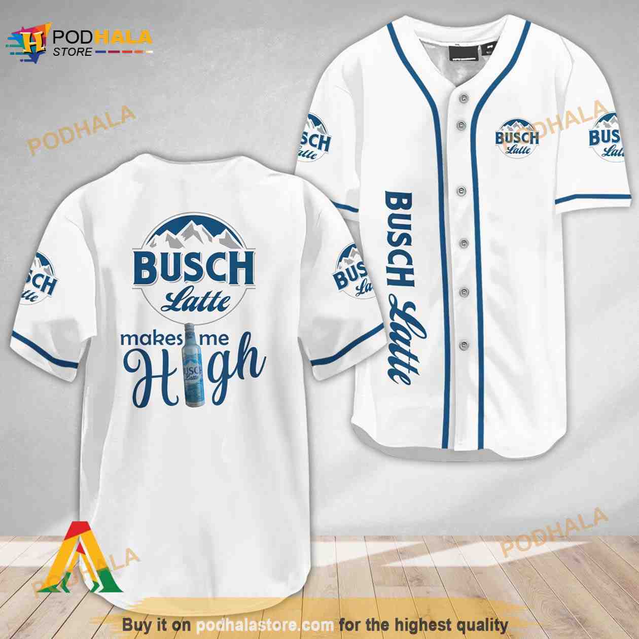 Busch Latte Make Me High 3D Baseball Jersey baseball jersey product view 1