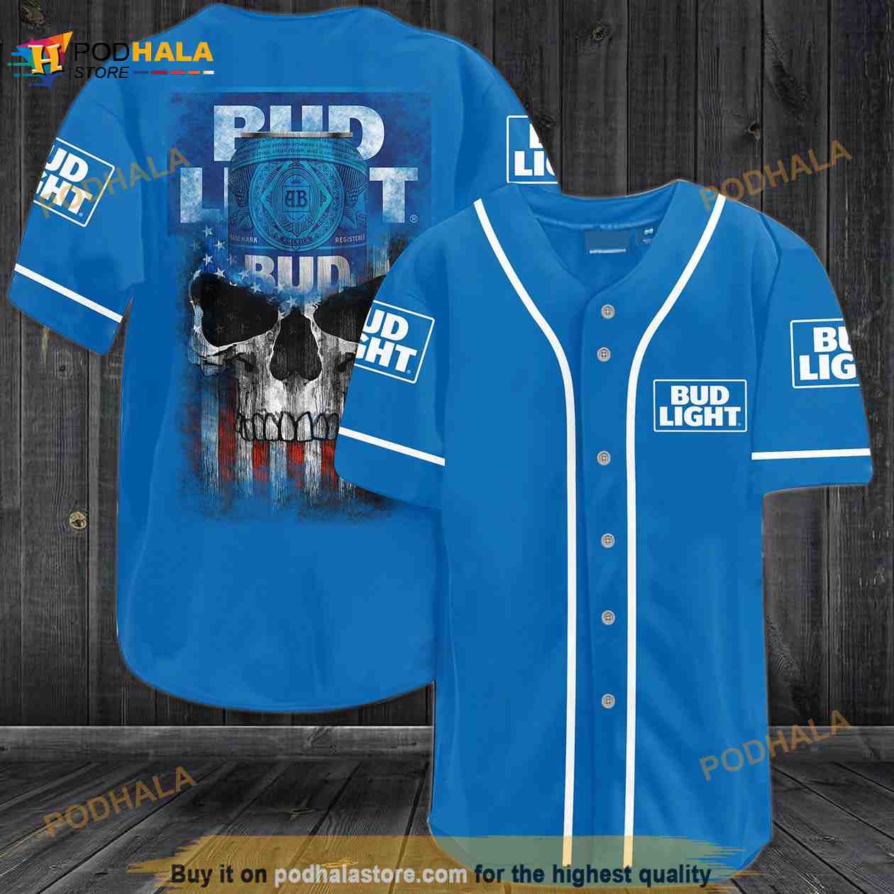 Busch Light Skull 3D Baseball Jersey Sgb baseball jersey product view 1