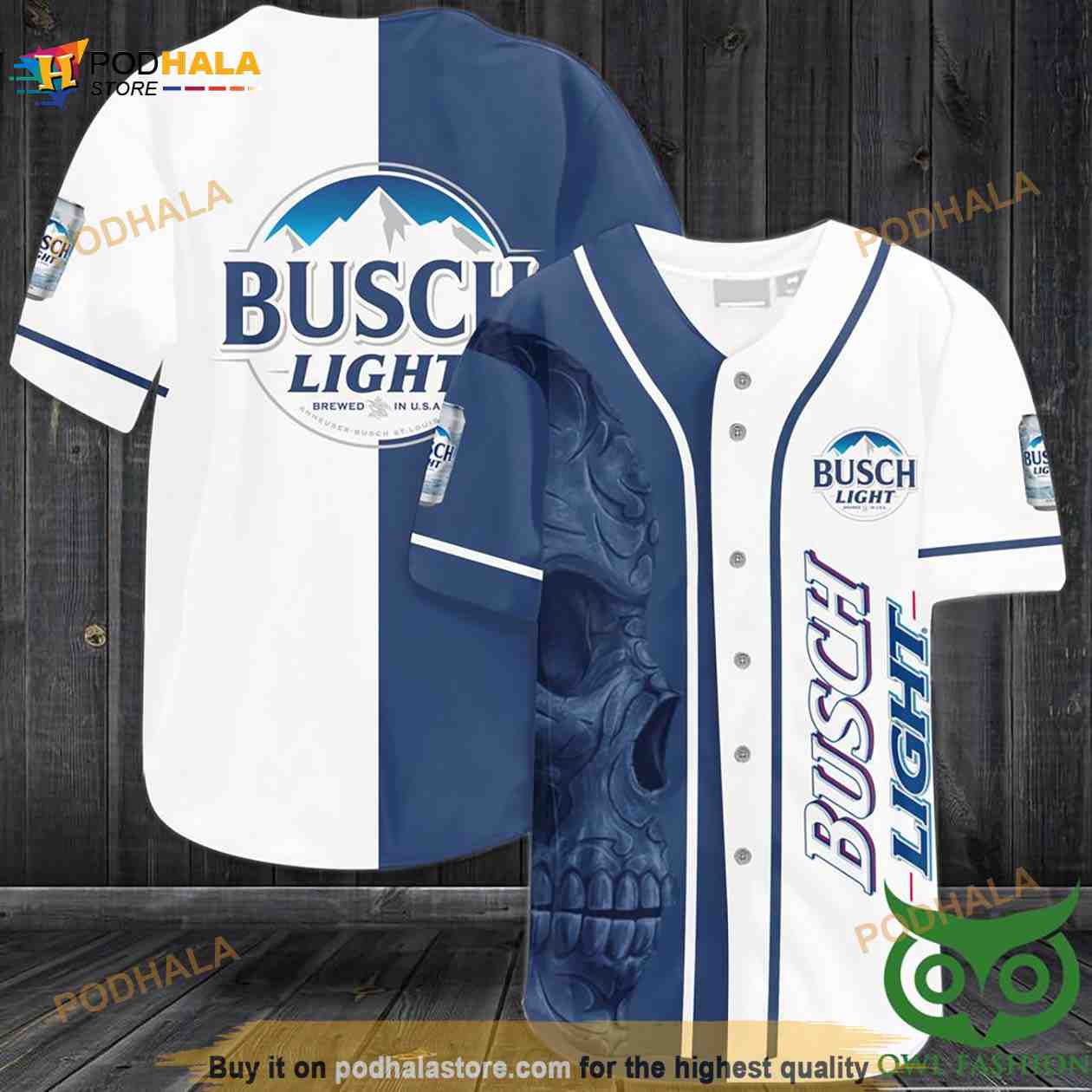 Busch Light Skull 3D Baseball Jersey Shirt baseball jersey product view 1