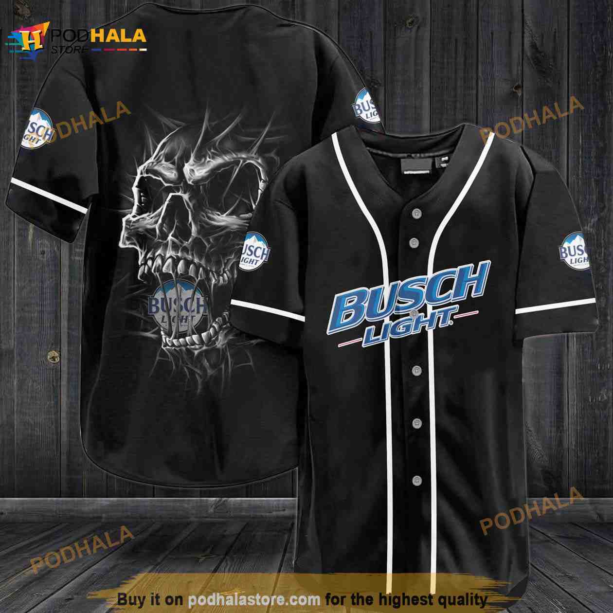 Busch Light Skull 3D Baseball Jersey Vy8 baseball jersey product view 1