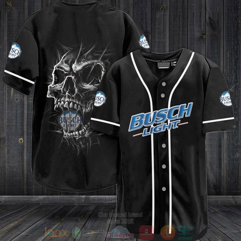 Busch Light Skull black Baseball shirt baseball jersey product view 1