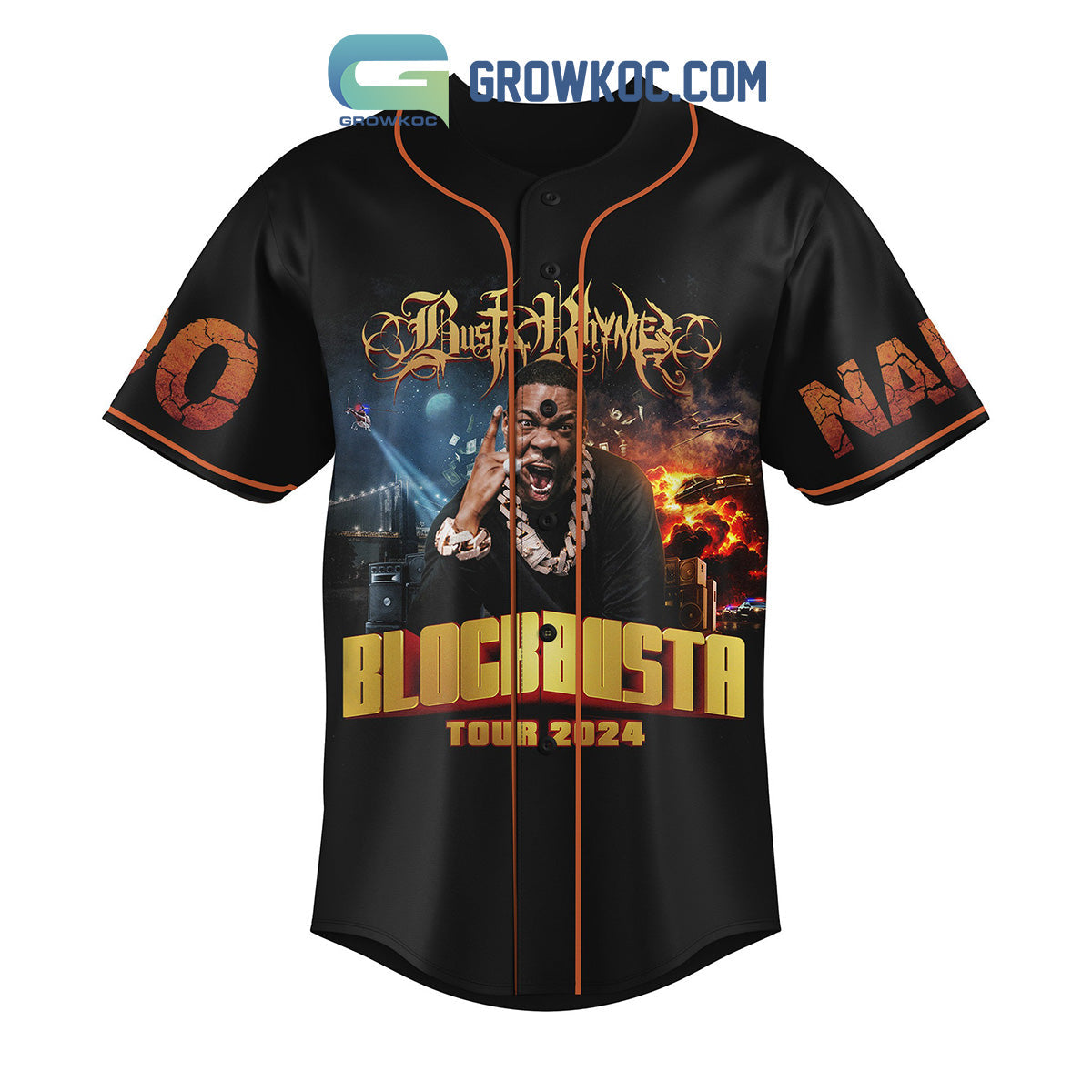 Busta Rhymes Blockbusta Tour 2024 Personalized Baseball Jersey baseball jersey product view 2
