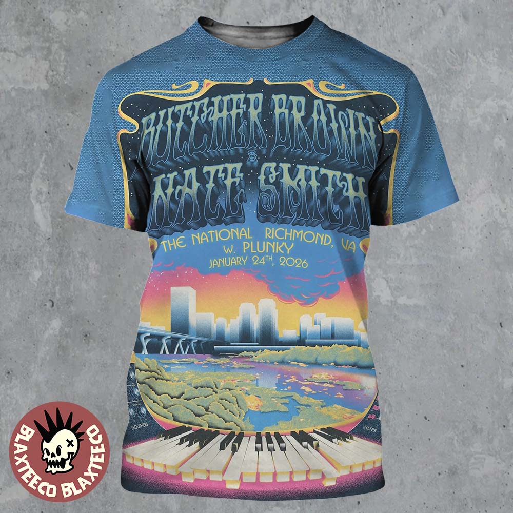 Butcher Brown And Nate Smith Richmond Virginia 2026 Event Poster At The National On January 24 2026 All Over Print Shirt - T-Shirt, Sweatshirt, Hoodie