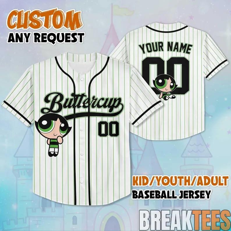 Buttercup The Powerpuff Girls Baseball Jersey V1 Unisex T-shirt, Sweatshirt, Hoodie, Long Sleeve Tee - T-Shirt, Sweatshirt, Hoodie