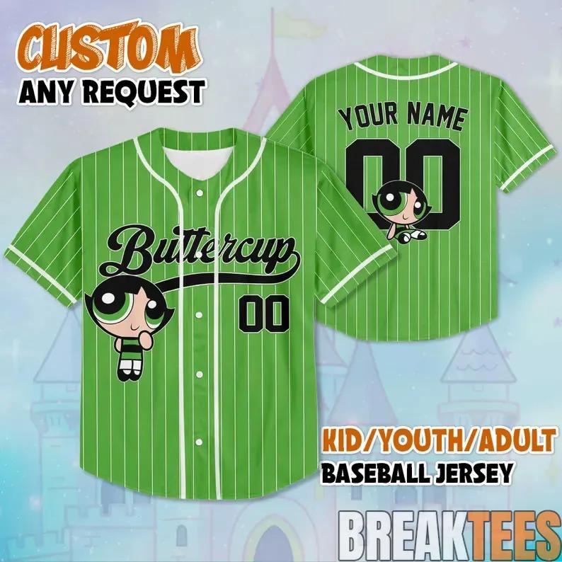 Buttercup The Powerpuff Girls Baseball Jersey V2 baseball jersey product view 1