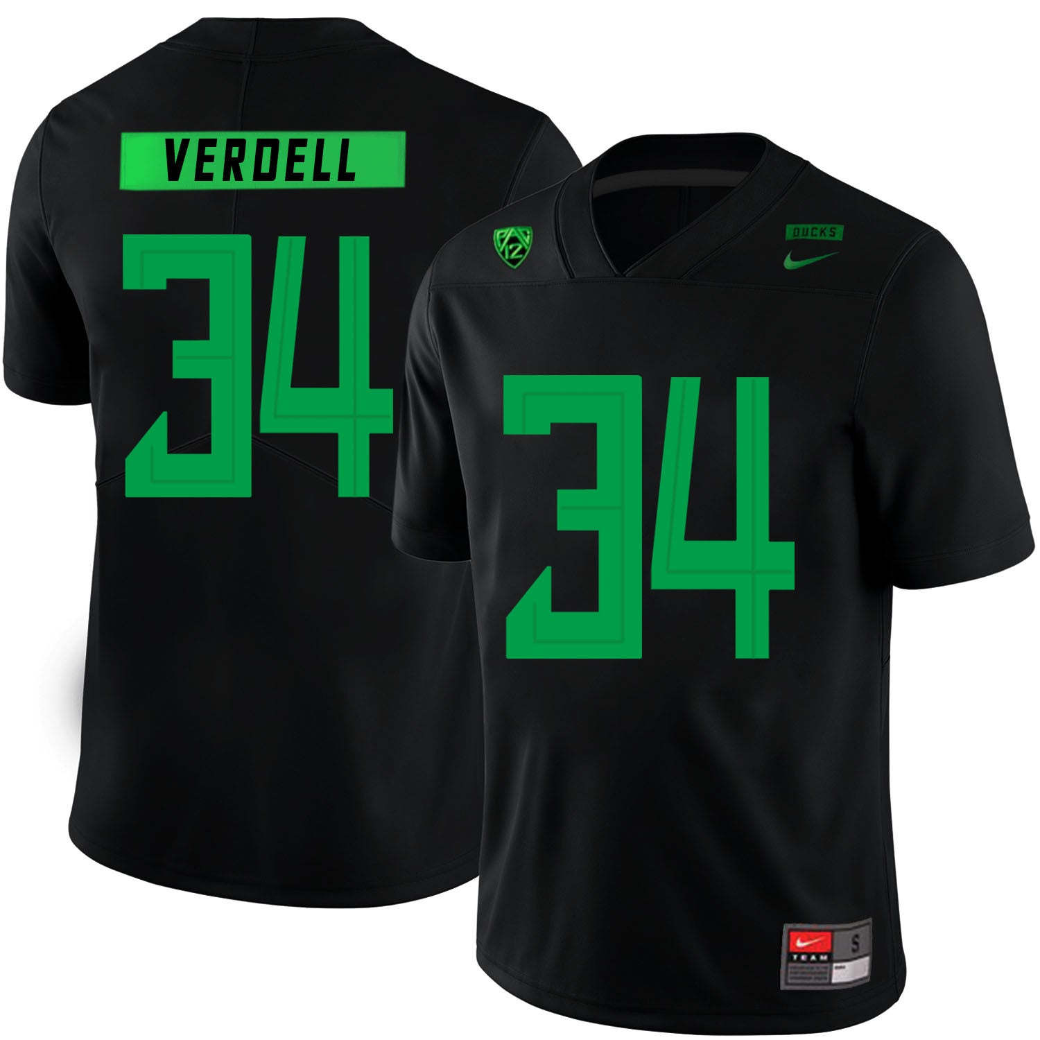 CJ Verdell 34 Black College Football Jersey football jersey product view 1