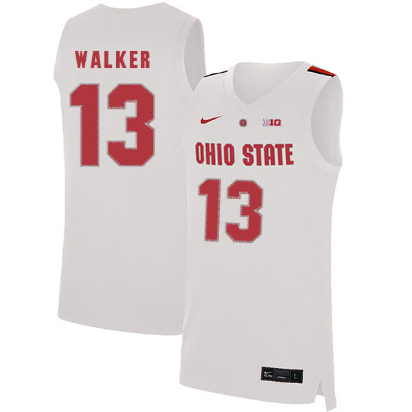 CJ Walker 13 White College Football Jersey football jersey product view 1