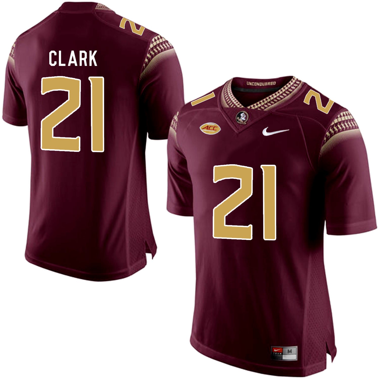CLARK 21 Burgundy College Football Jersey football jersey product view 1