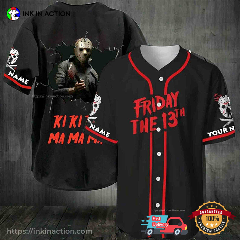 Custom Name Jason Voorhees Friday The 13th Horror Movie Icons Baseball Jersey Shirt baseball jersey product view 1