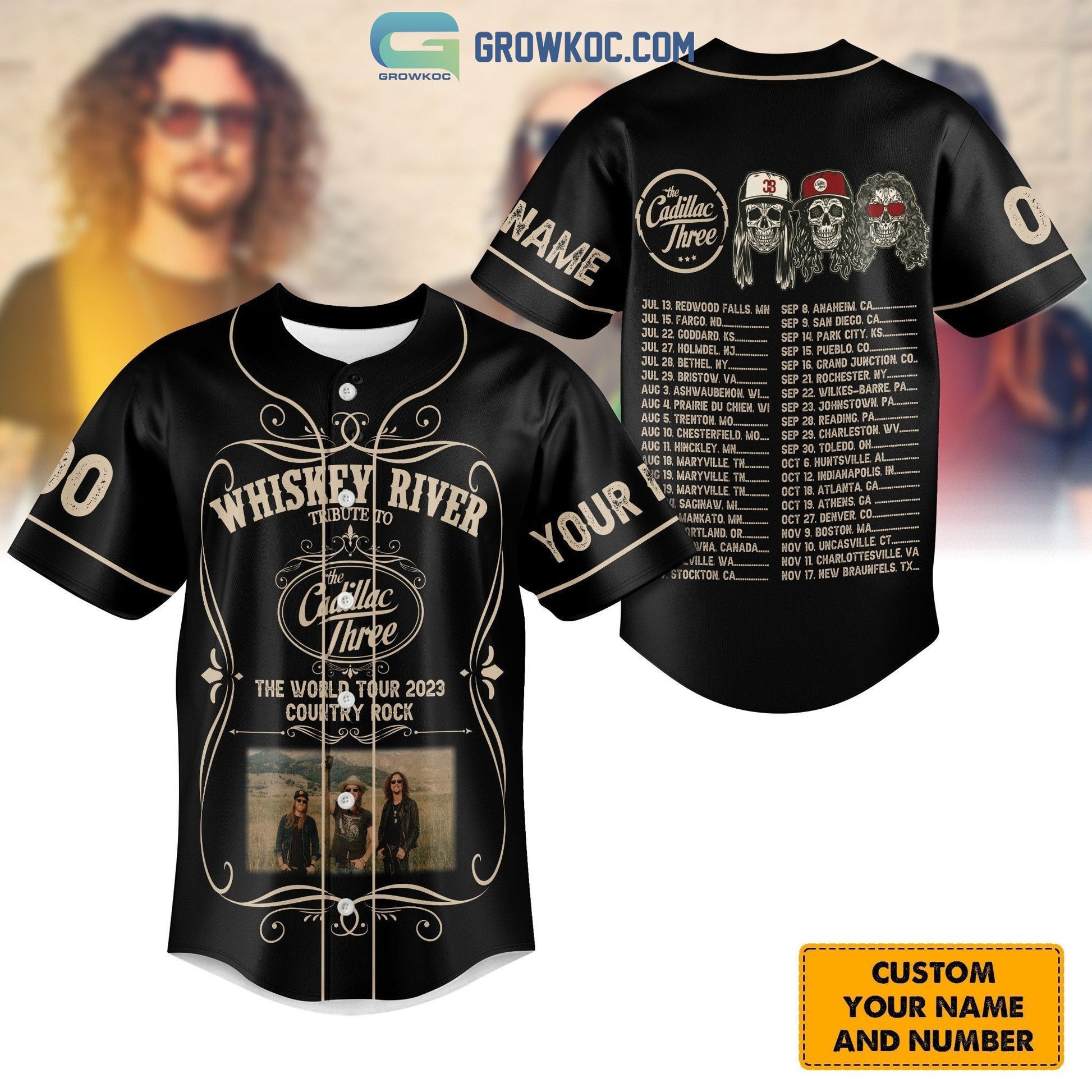 Cadillac Three The World Tour 2023 Country Rock Personalized Baseball Jersey baseball jersey product view 1