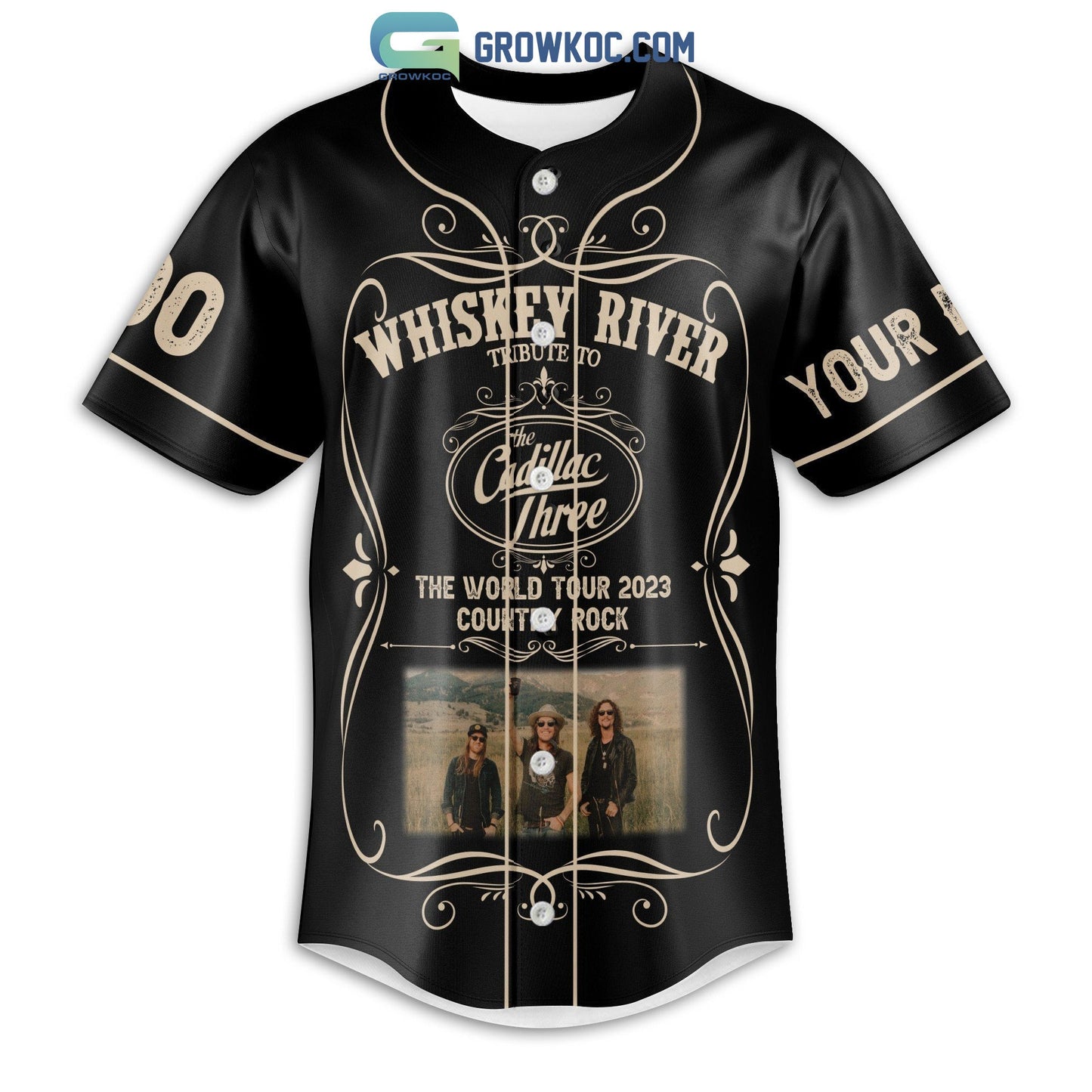 Cadillac Three The World Tour 2023 Country Rock Personalized Baseball Jersey baseball jersey product view 2