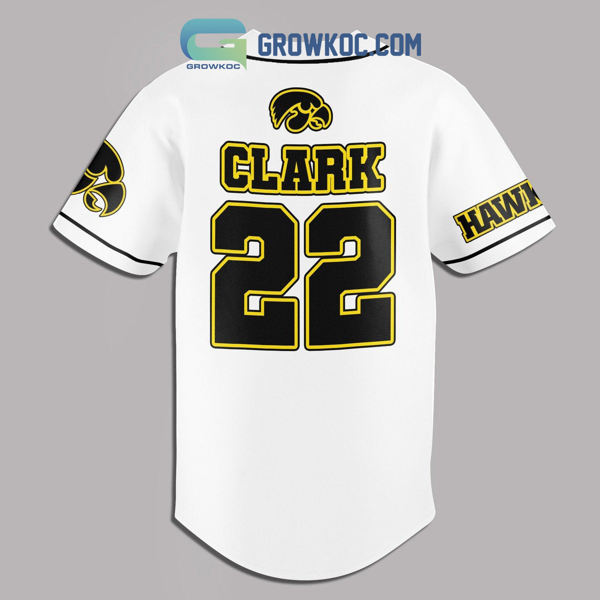 Caitlin Clark Iowa Hawkeyes Fan Baseball Jersey White Version baseball jersey product view 2