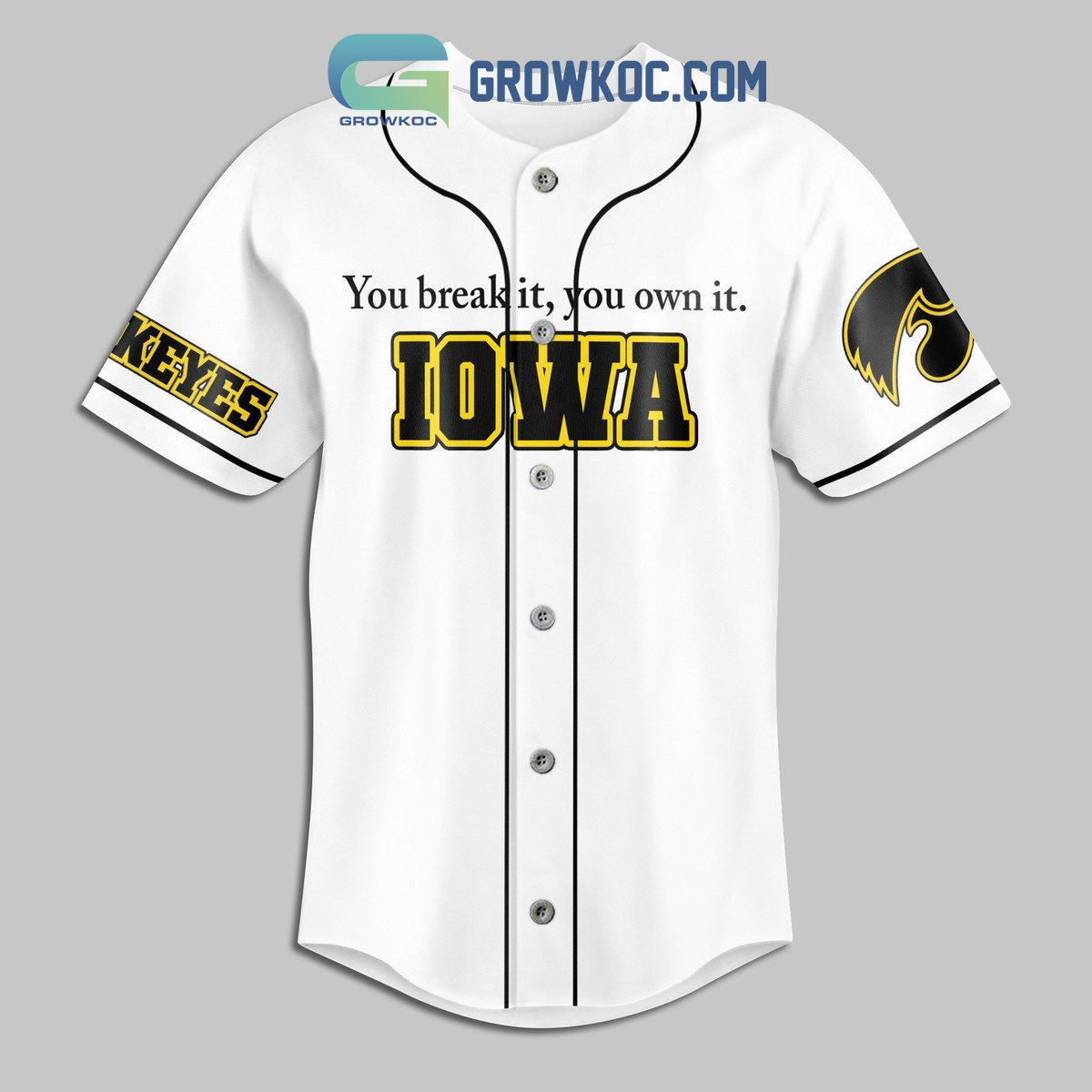 Caitlin Clark Iowa Hawkeyes Fan Baseball Jersey White Version baseball jersey product view 3