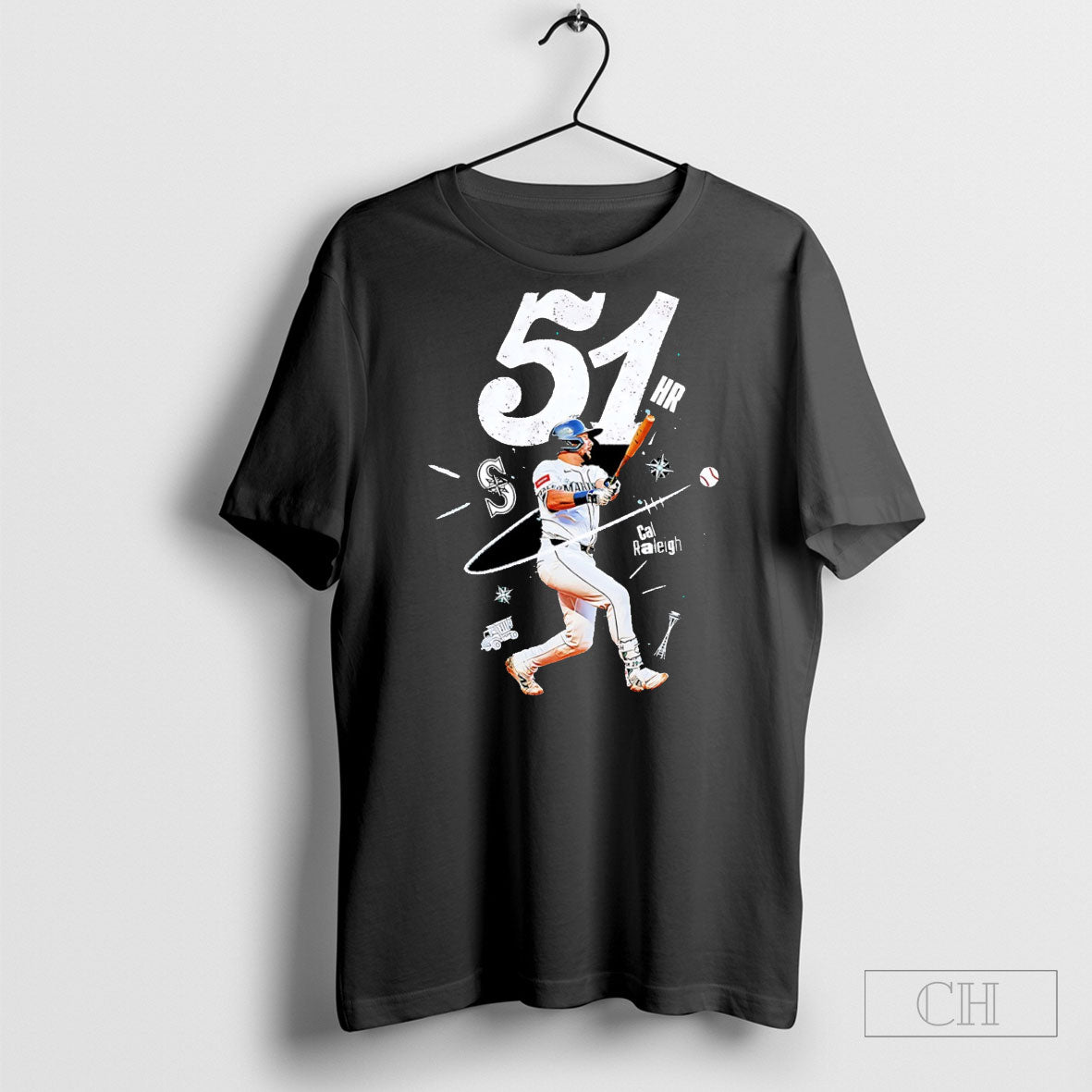 Cal Raleigh Seattle Mariners Reach 51 Hr Mlb 2025 Shirt Tee Unisex T-shirt, Sweatshirt, Hoodie, Long Sleeve Tee - T-Shirt, Sweatshirt, Hoodie