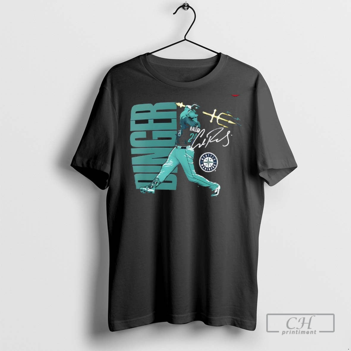 Cal Raleigh Seattle Mariners Trident Swing Signature T Shirts Unisex T-shirt, Sweatshirt, Hoodie, Long Sleeve Tee - T-Shirt, Sweatshirt, Hoodie