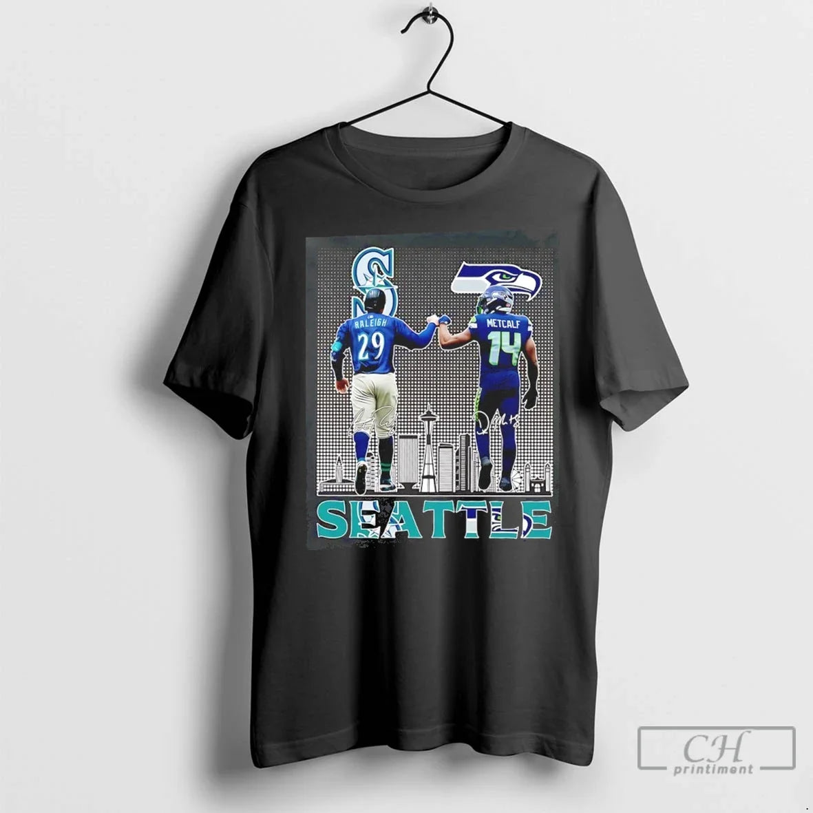 Cal Raleigh X Dk Metcalf Seattle Sports Teams Signatures T Shirts Unisex T-shirt, Sweatshirt, Hoodie, Long Sleeve Tee - T-Shirt, Sweatshirt, Hoodie